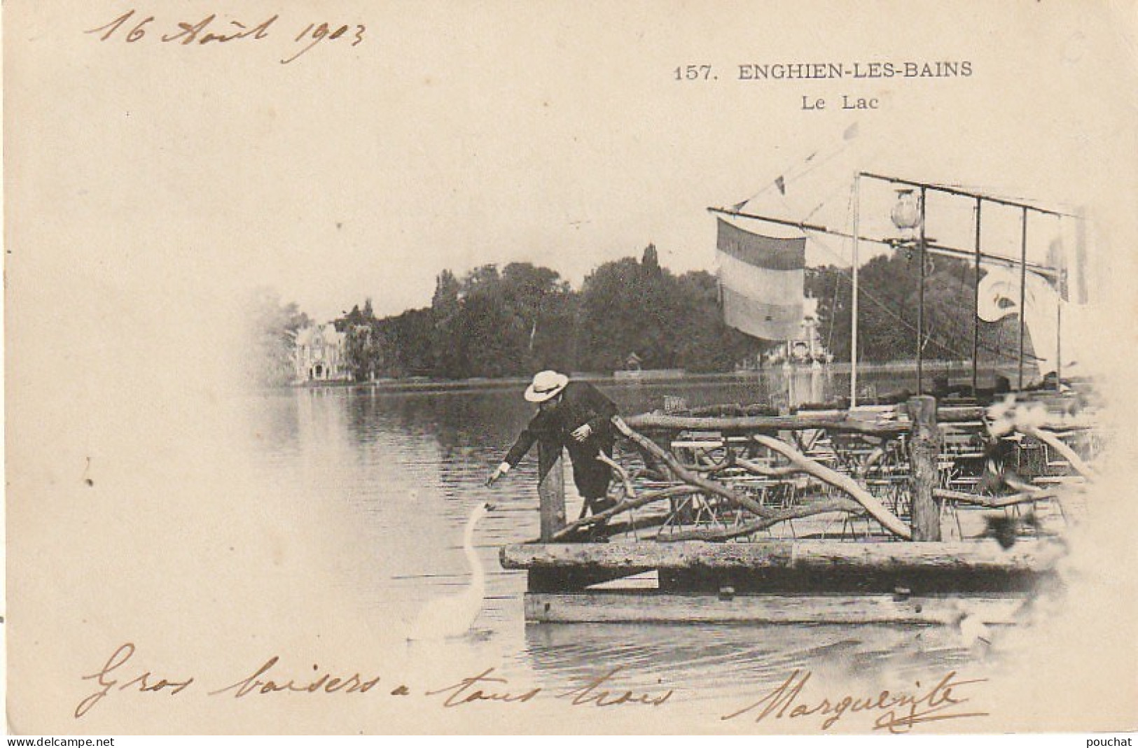 MO 11-(95) ENGHIEN LES BAINS - LE LAC - REPAS DU CYGNE  - 2 SCANS - Enghien Les Bains