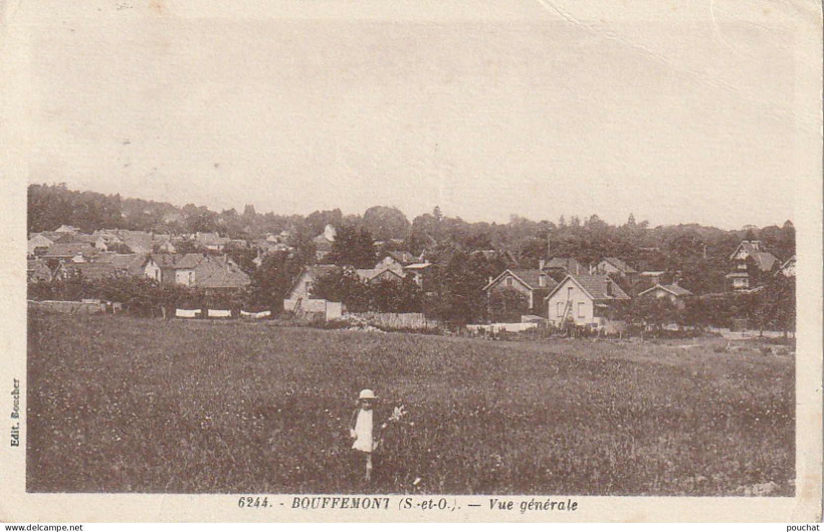 MO 11-(95) BOUFFEMONT - VUE GENERALE - FILLETTE DANS LE PRE - 2 SCANS - Bouffémont