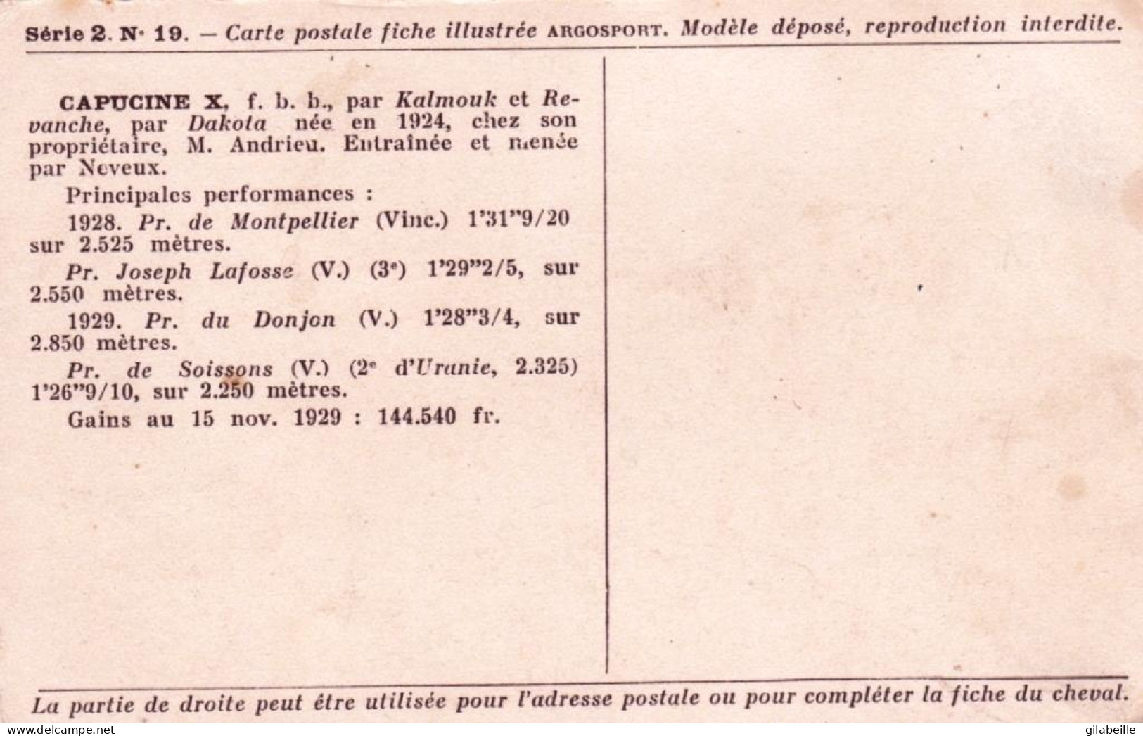 Hippisme - CAPUCINE X Avant Le Départ Du Prix Du Donjon A Vincennes - 1929 - Reitsport