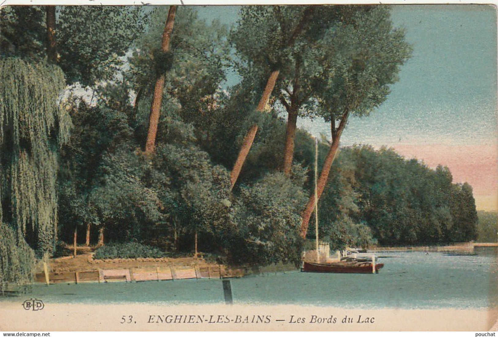 MO 13-(95) ENGHIEN LES BAINS - LES BORDS DU LAC  - CARTE COLORISEE - 2 SCANS - Enghien Les Bains