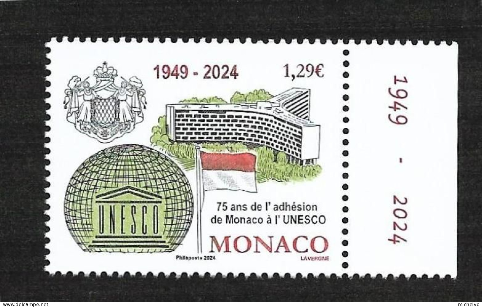 Monaco 2024 - Ahésion De Monaco à L'UNESCO ** - Nuovi