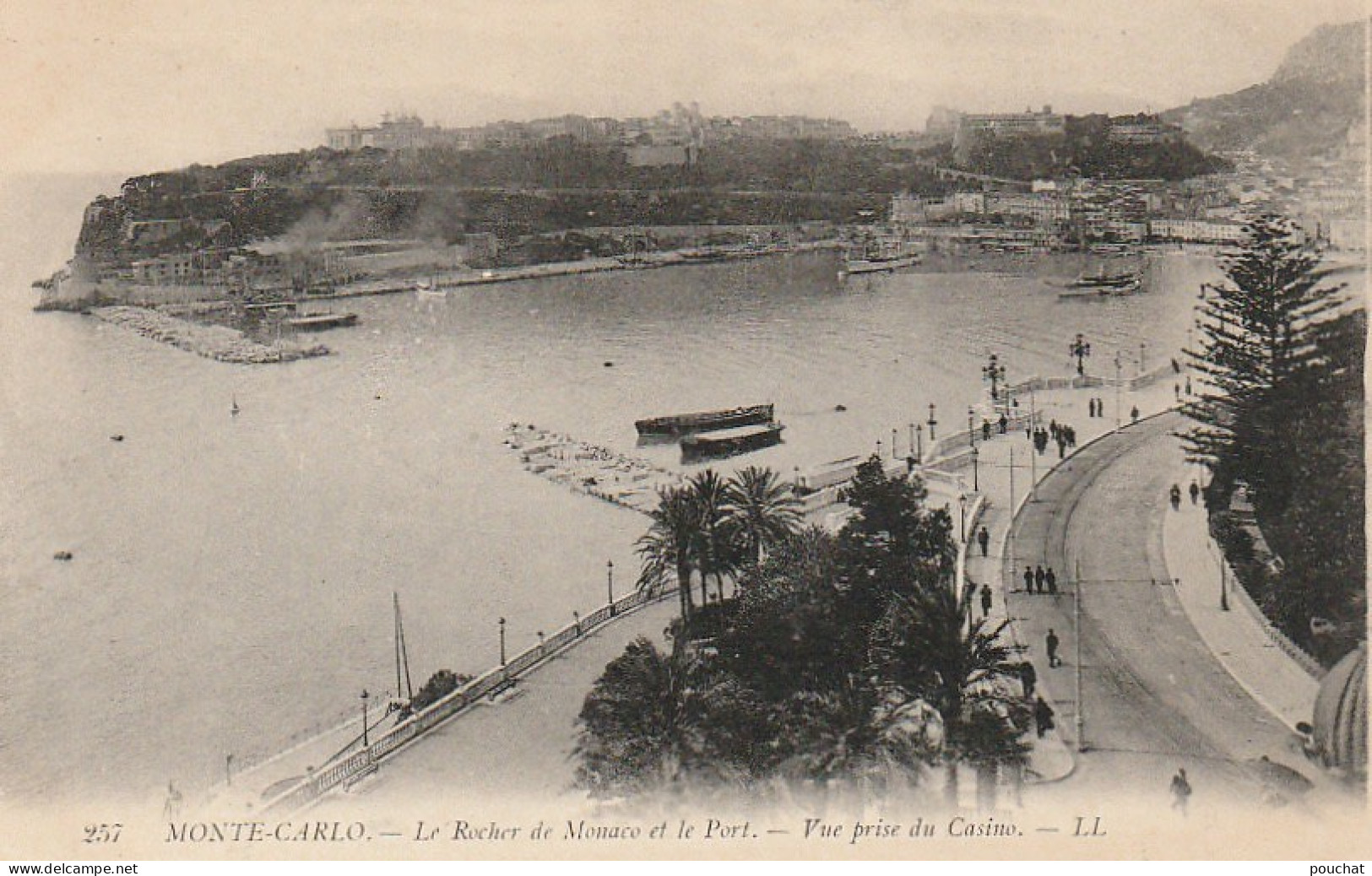 MO 14- MONTE CARLO - LE ROCHER DE MONACO ET LE PORT - VUE PRISE DU CASINO - 2 SCANS - Monte-Carlo