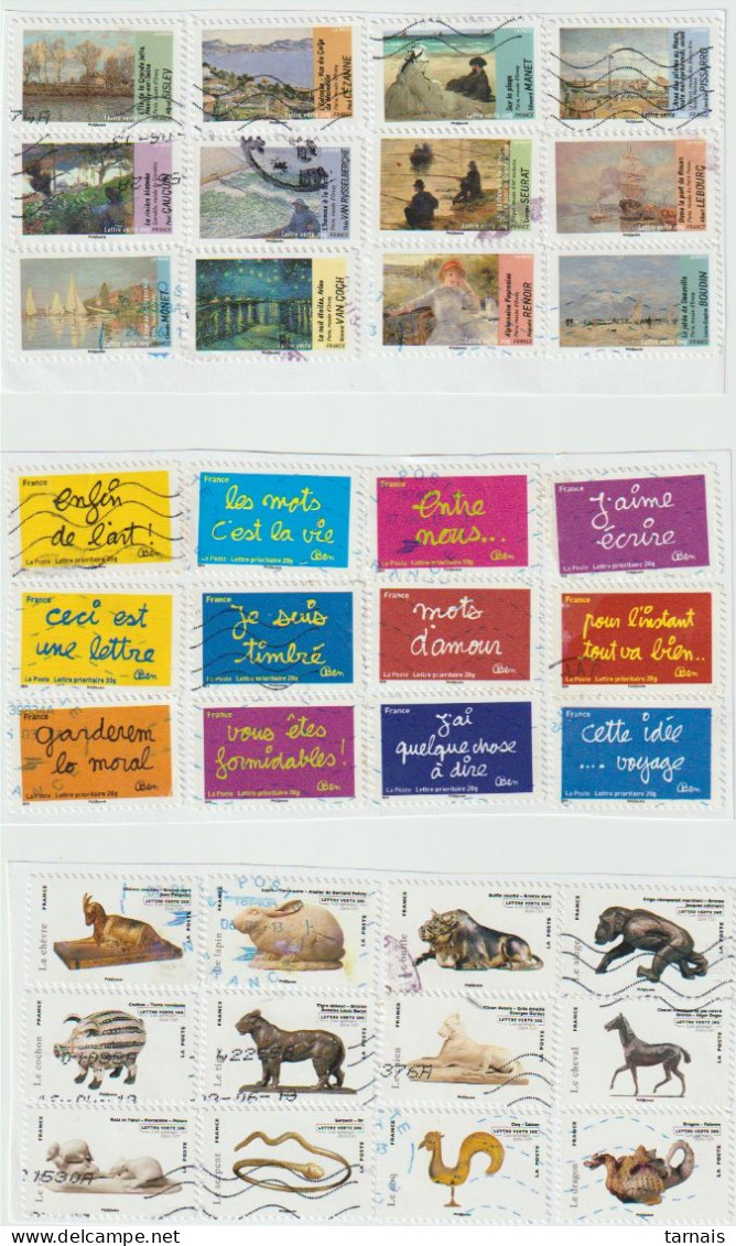 Lot De 5 Séries De Timbres Adhésifs  Oblitéré Collés Sur Papier (lot 446) - Collections