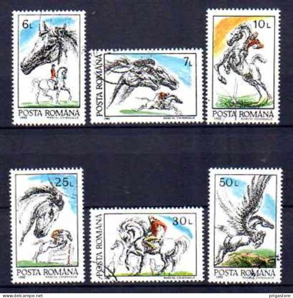 Chevaux Roumanie 1992 (21) Yvert N° 3997 à 4002 Oblitéré Used - Caballos