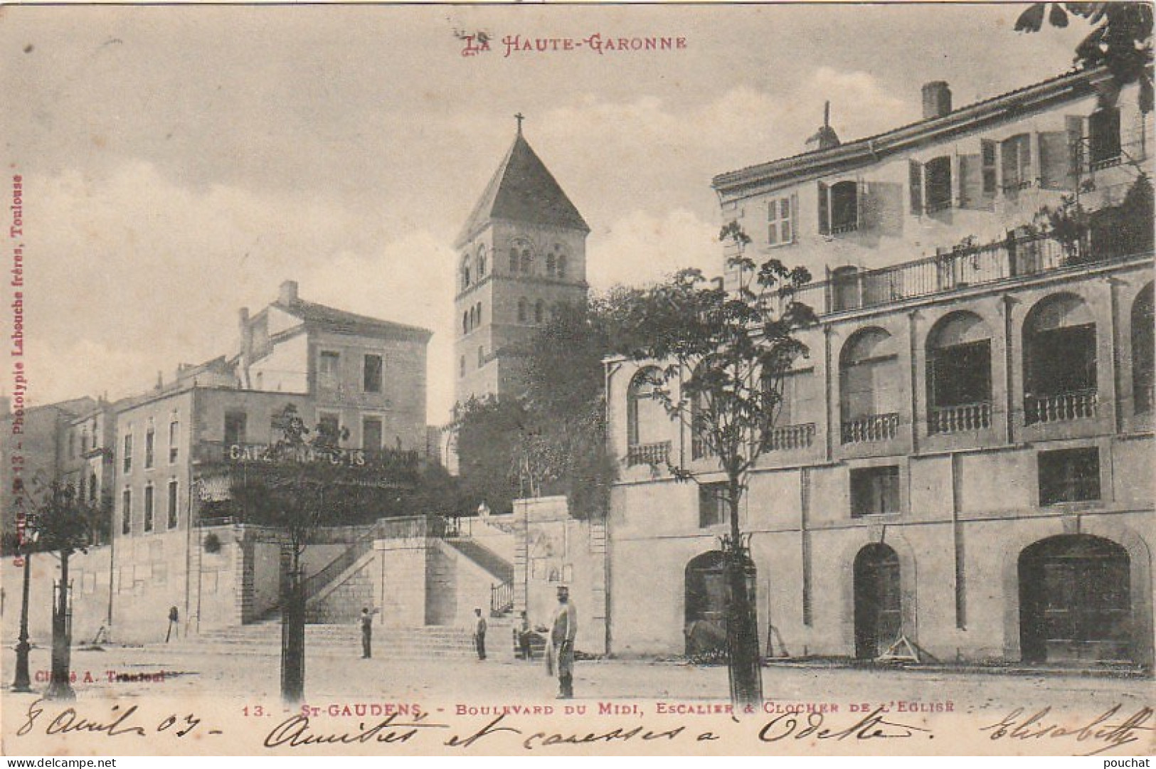 MO 16-(31) SAINT GAUDENS - BOULEVARD DU MIDI , ESCALIER ET CLOCHER DE L' EGLISE  - 2 SCANS - Saint Gaudens