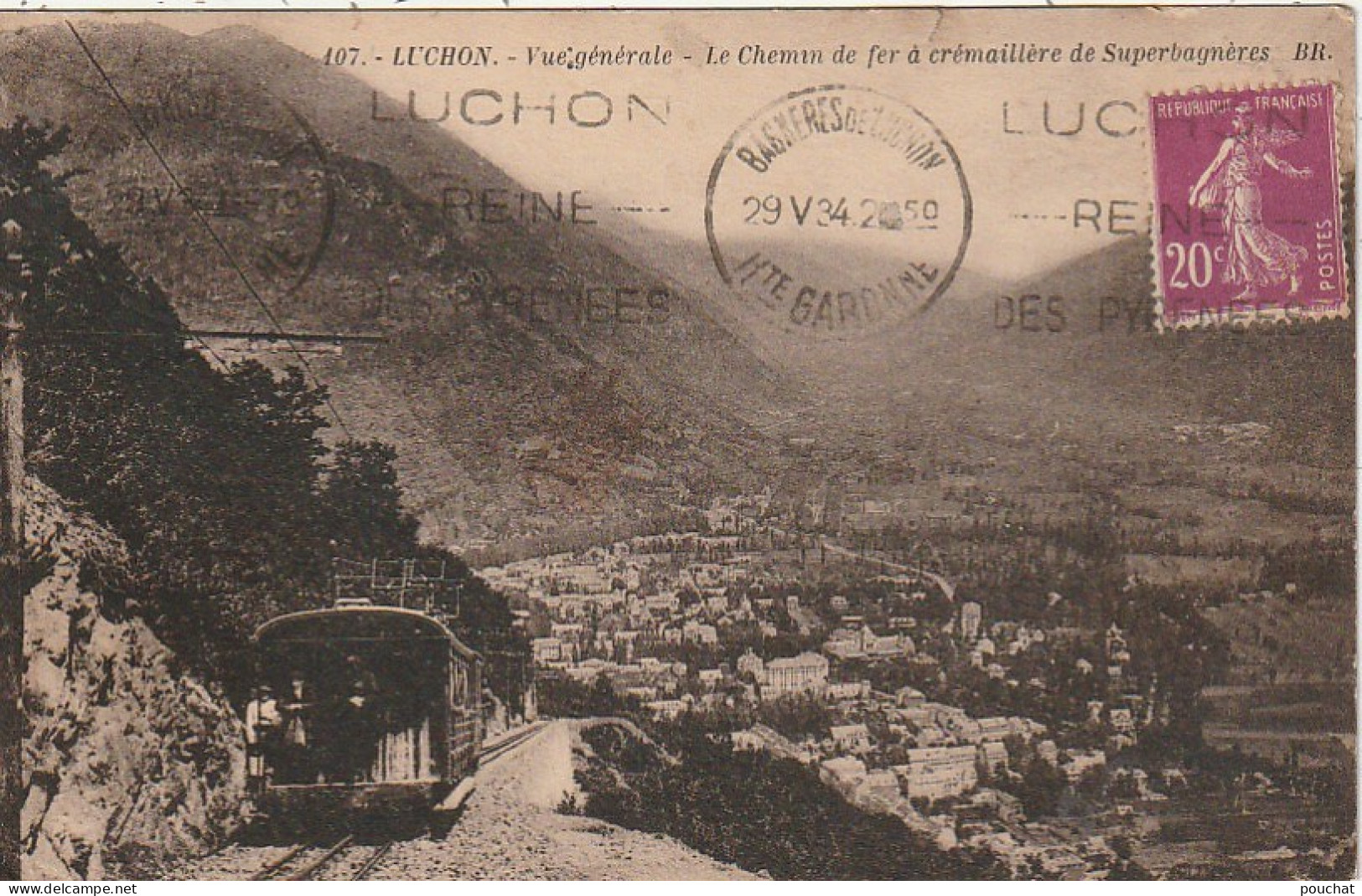 MO 16-(31) LUCHON - VUE GENERALE - LE CHEMIN DE FER A CREMAILLERE DE SUPERBAGNERES - 2 SCANS - Luchon