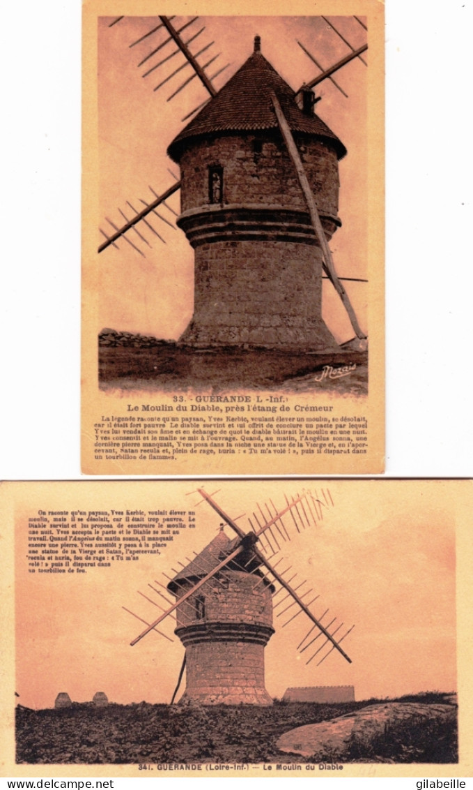 44 - GUERANDE - Le Moulin Du Diable - LOT 2 CARTES - Guérande