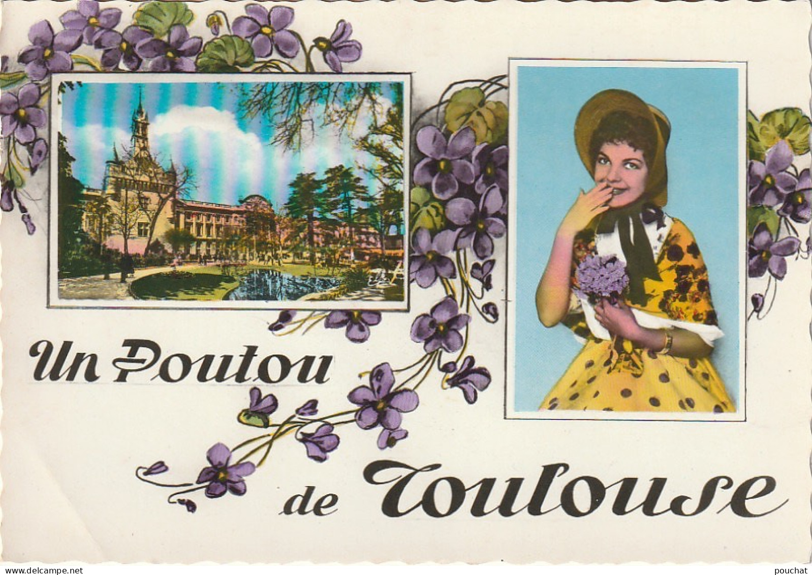 MO 21- (31) UN POUTOU DE TOULOUSE - CARTE FANTAISIE COULEURS - FLEURS : VIOLETTES - 2 SCANS - Toulouse