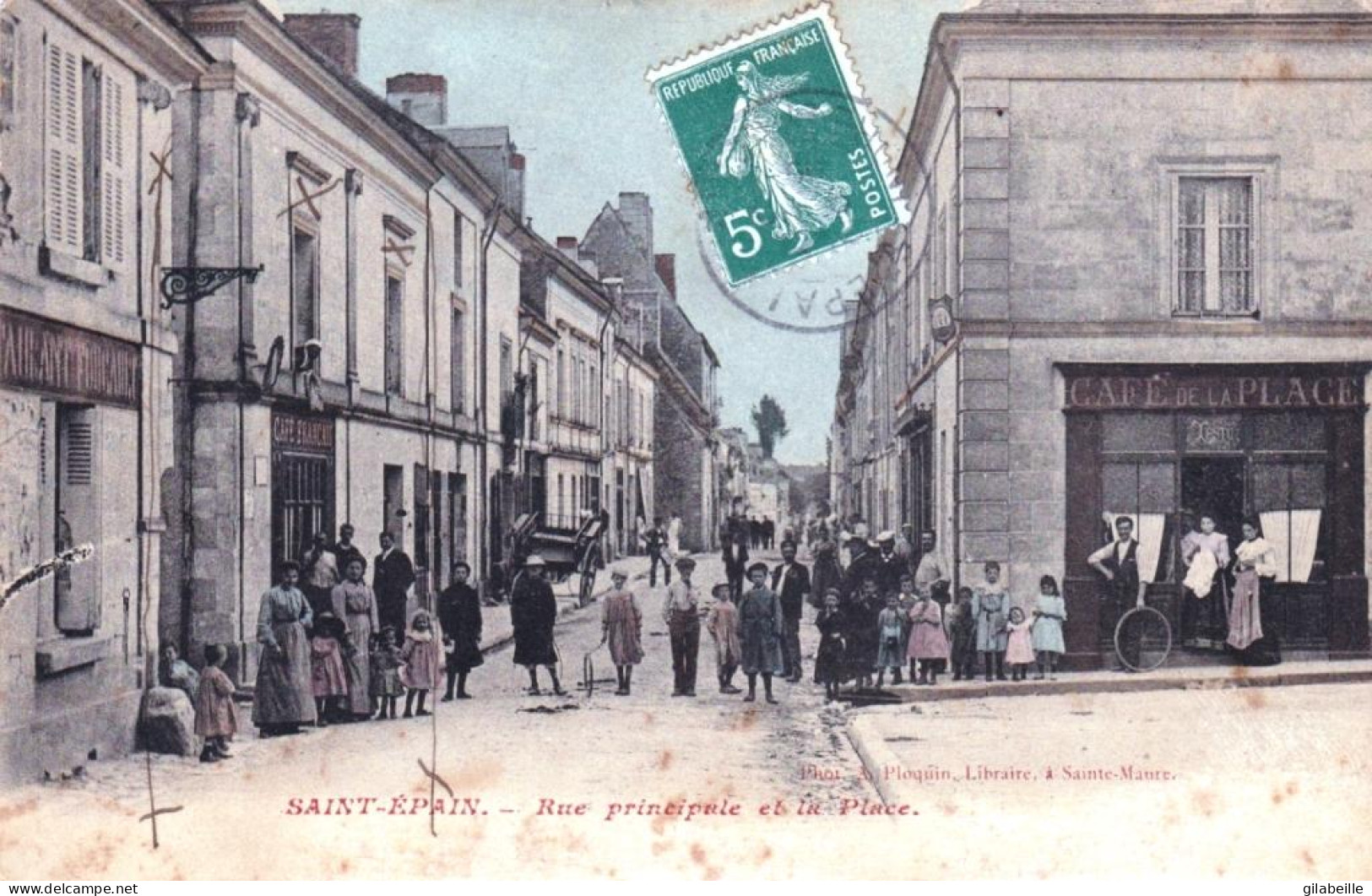 37 - Indre Et Loire -  SAINT EPAIN - Rue Principale Et La Place - Café De La Place - Andere & Zonder Classificatie