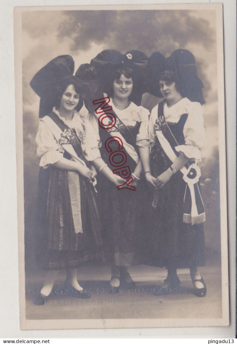 Fixe Carte Photo Carnaval 1925 Chalon Sur Saône Les Reines De Strasbourg Photographe Barthélemy - Chalon Sur Saone