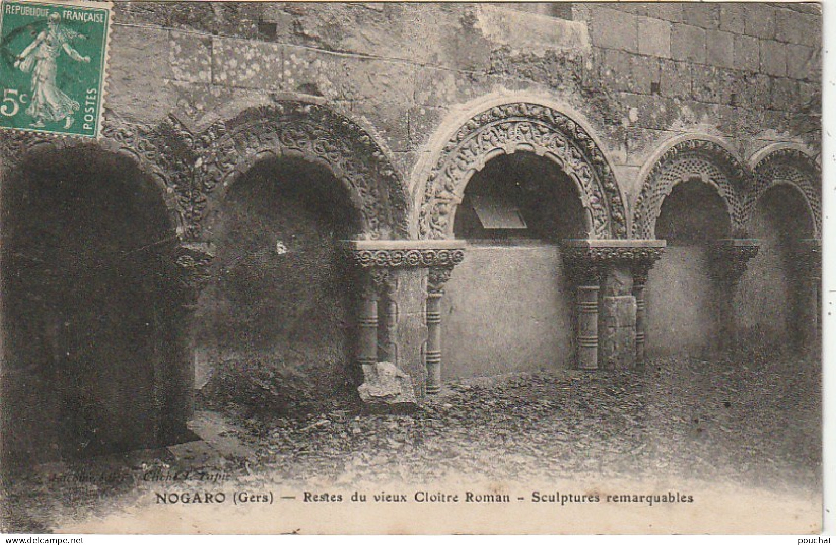 MO 23 -(32) NOGARO - RESTES DU VIEUX CLOITRE ROMAIN - SCULPTURES REMARQUABLES - 2 SCANS - Nogaro