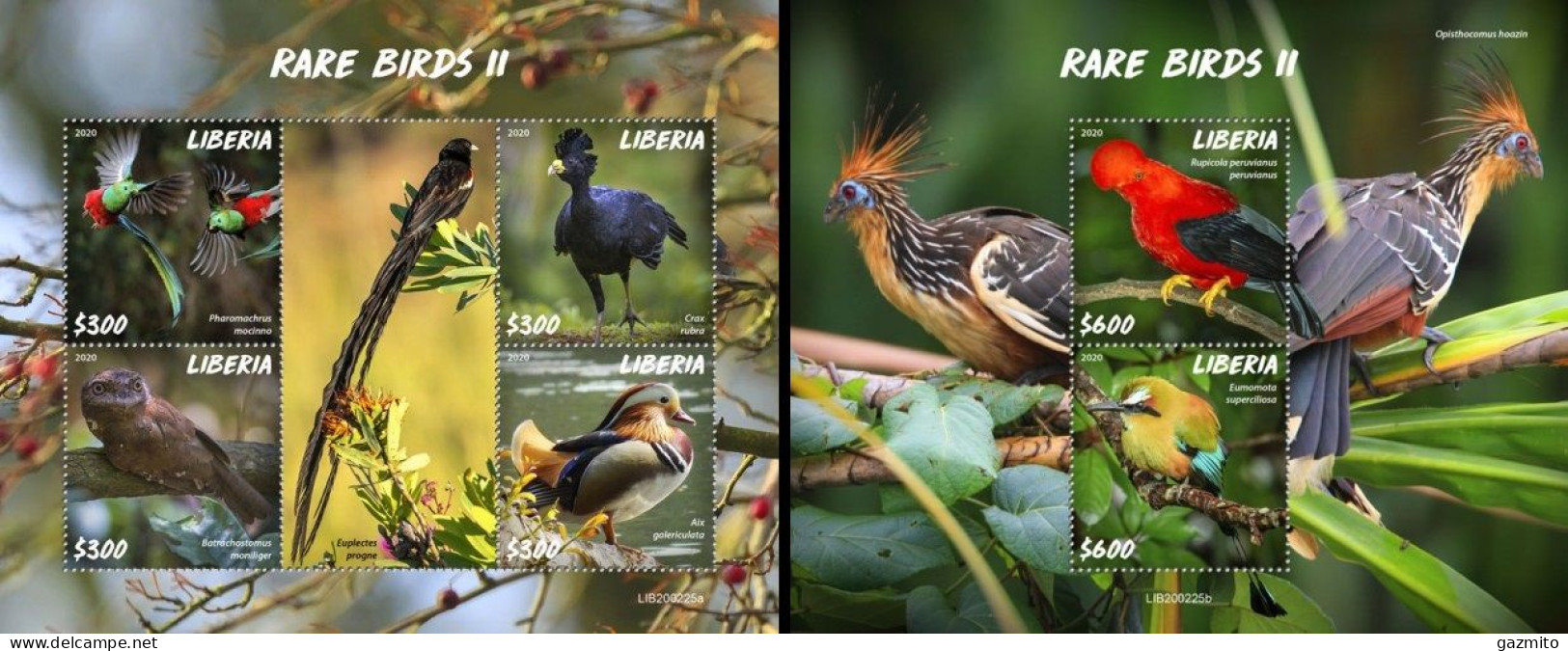 Liberia 2020, Animals, Birds II, 4val In BF+BF - Songbirds & Tree Dwellers