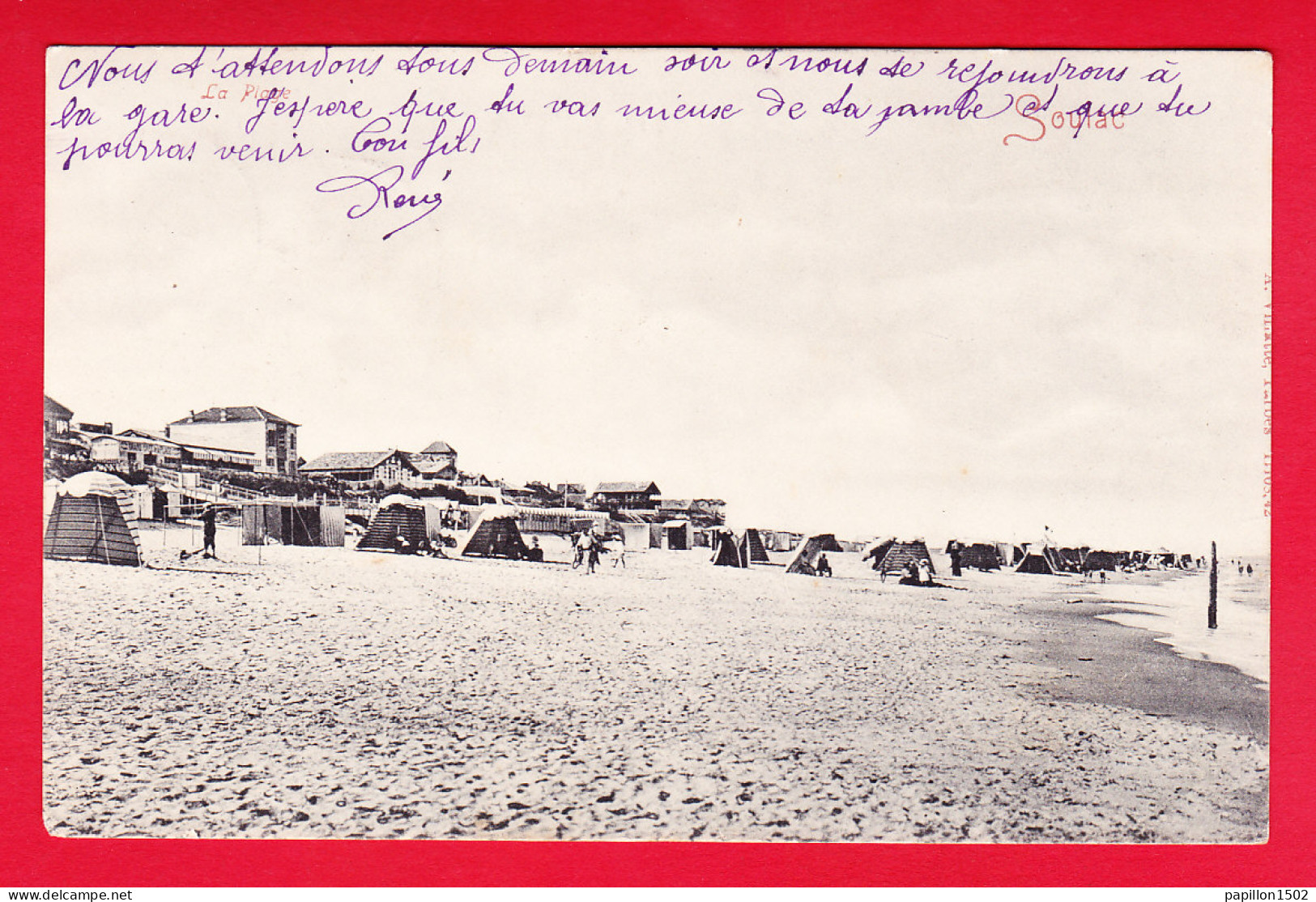 F-33-Soulac Sur Mer-89P63  La Plage, Tentes, Cpa Précurseur BE - Soulac-sur-Mer