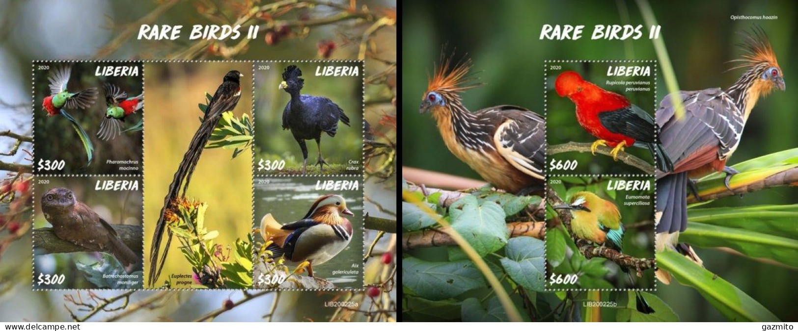 Liberia 2020, Animals, Birds II, 4val In BF+BF - Papegaaien, Parkieten