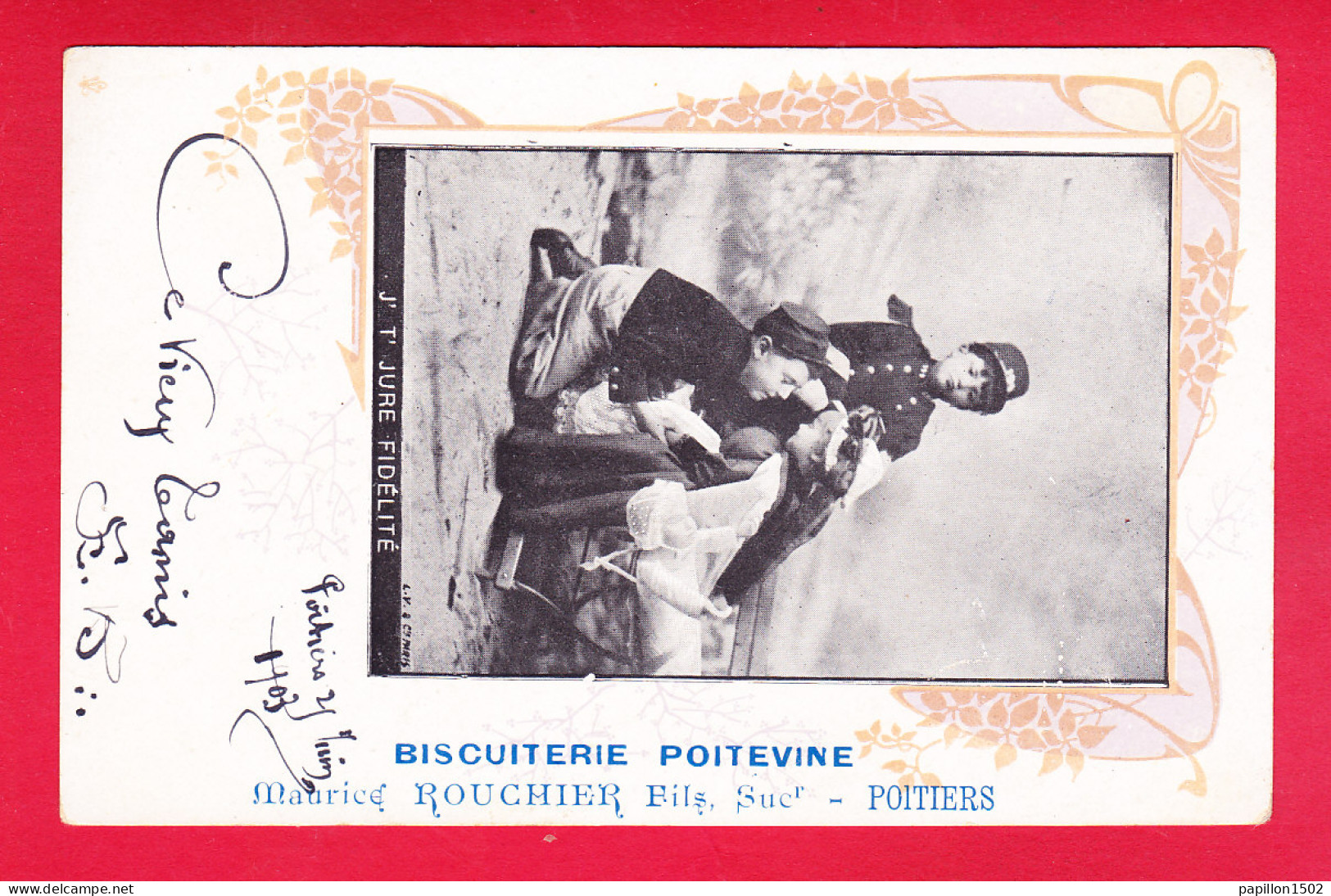 F-86-Poitiers-111A22  Pub Pour La Biscuiterie Poitevine Maurice Rouchier, Cpa Fantaisie Précurseur BE - Poitiers