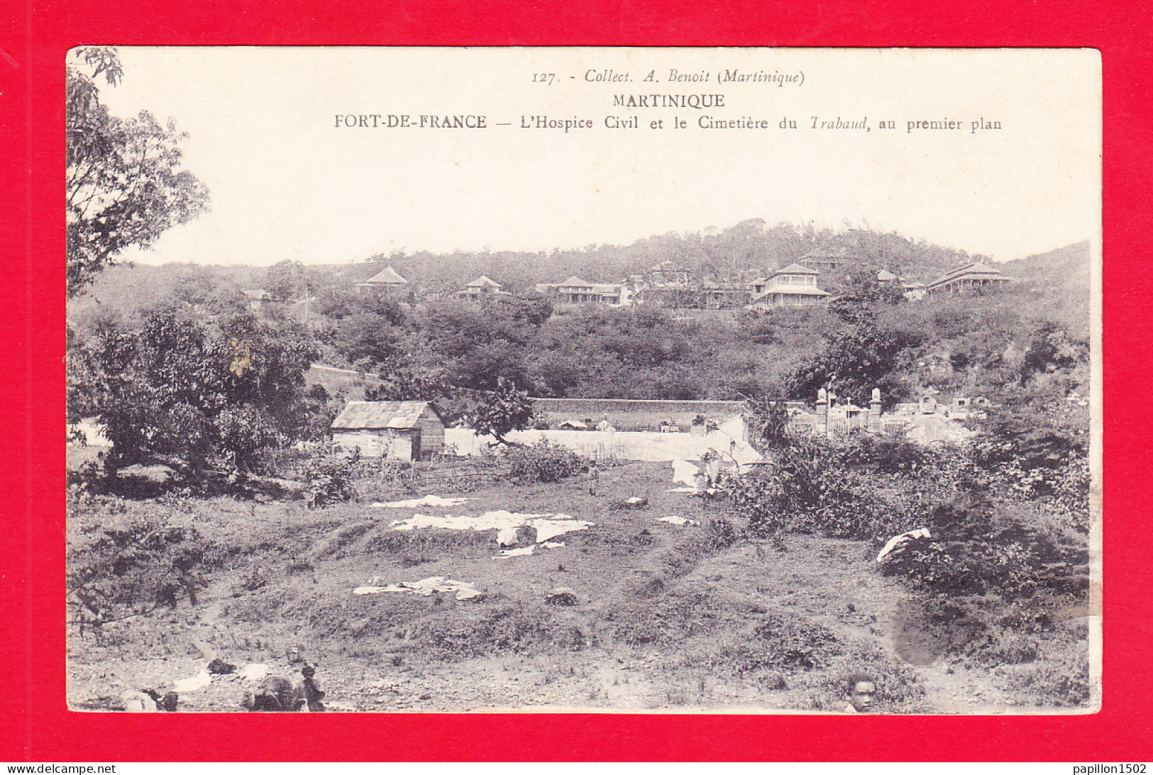 F-972-Martinique-26A38  FORT DE FRANCE, L'hospice Civil Et Le Cimetière Du Trabaud, Au Premier Plan, Cpa BE - Fort De France