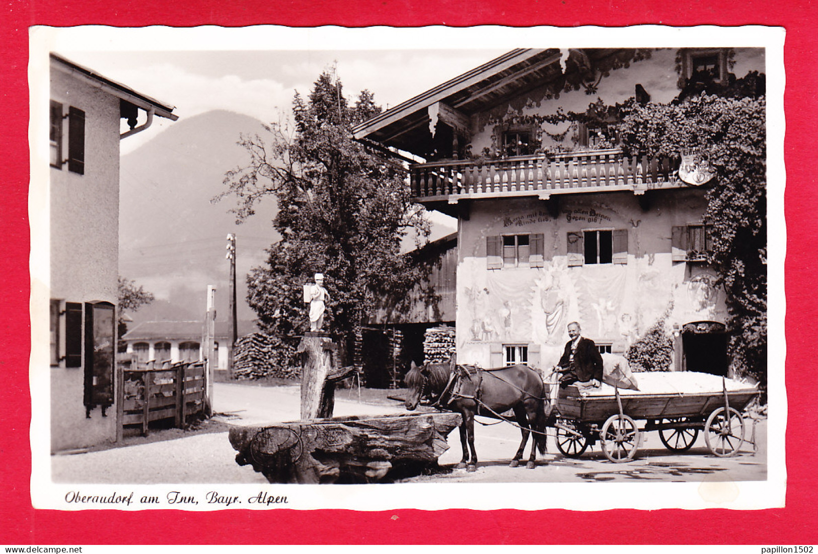 E-Allemagne-627A38  Oberaudorf Am Inn, Bayr. Alpen, Une Charrette Tirée Par Un Cheval Qui Boit à La Fontaine, BE - Oberstdorf