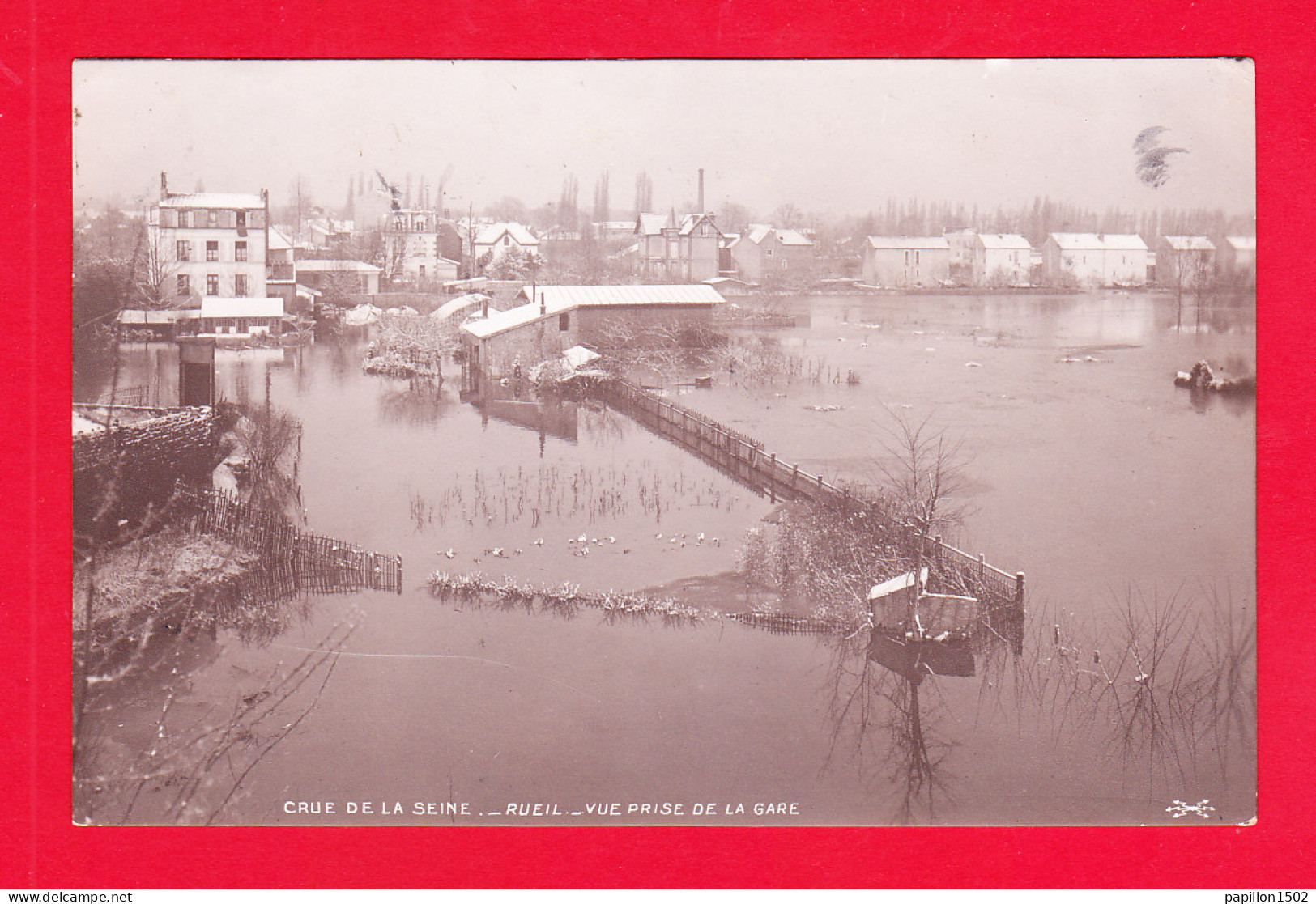 F-92-Rueil Malmaison-10A55   Carte Photo, Crue De La Seine, Vue Prise De La Gare, Cpa BE - Rueil Malmaison