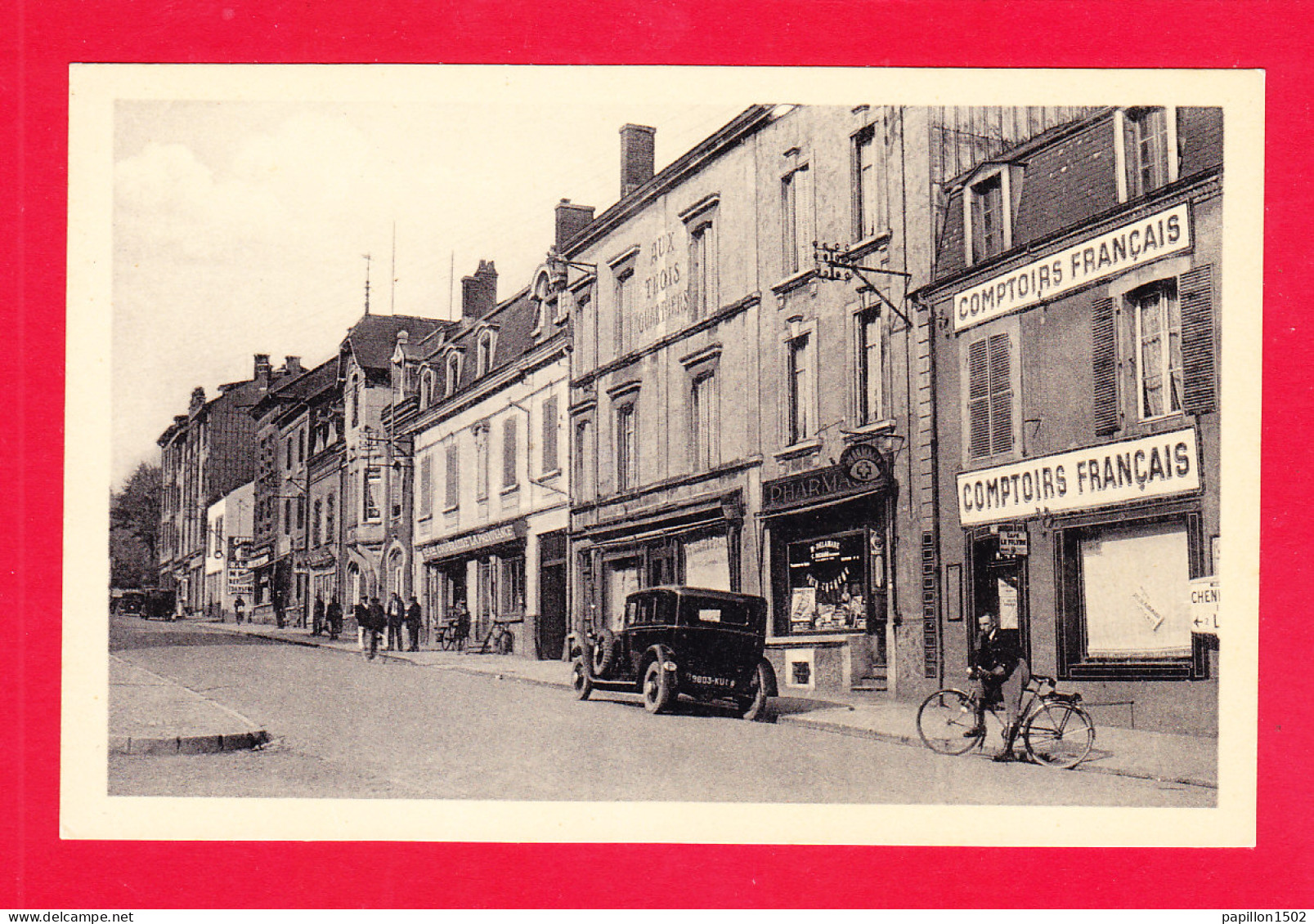 F-54-Rehon-01Ph112  La Route De Longwy, Comptoirs Français, Vieille Voiture, Pharmacie, Cpa BE - Autres & Non Classés