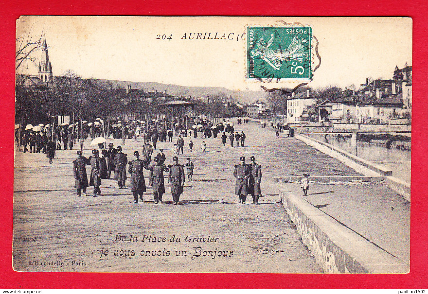 F-15-Aurillac-16P94  De La Place Du Gravier, Je Vous Envoie Un Bonjour, Militaires, Cpa  - Aurillac