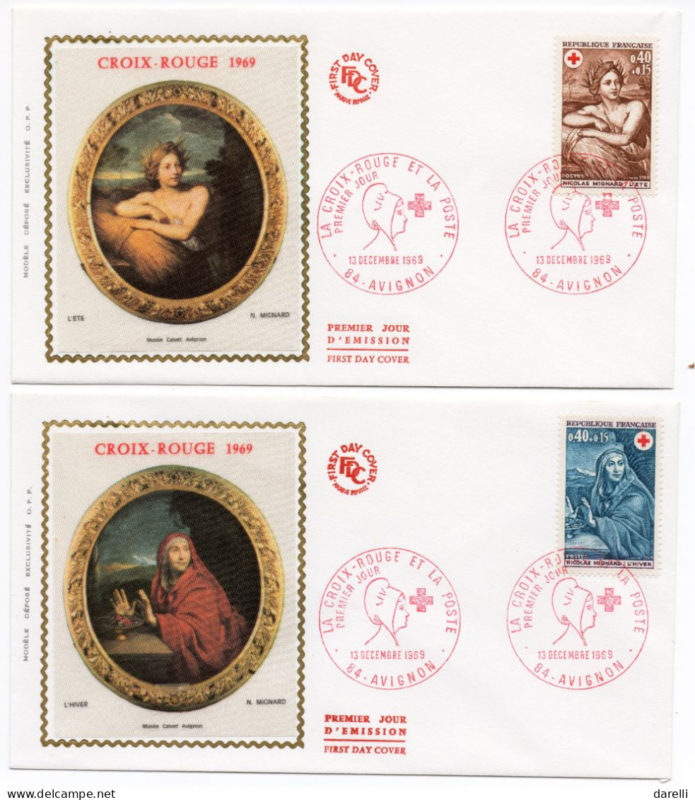 FDC France 1969 - Croix Rouge 1969 : L'été YT 1619 & L'Hiver YT 1620 - 84 Avignon - 1960-1969