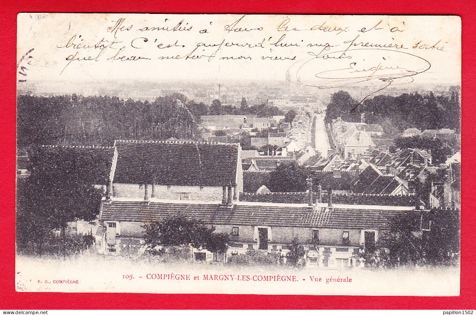 F-60-Compiegne-43P94  Martigny Les Compiegne, Vue Générale Sur La Ville, Cpa Précurseur - Compiegne