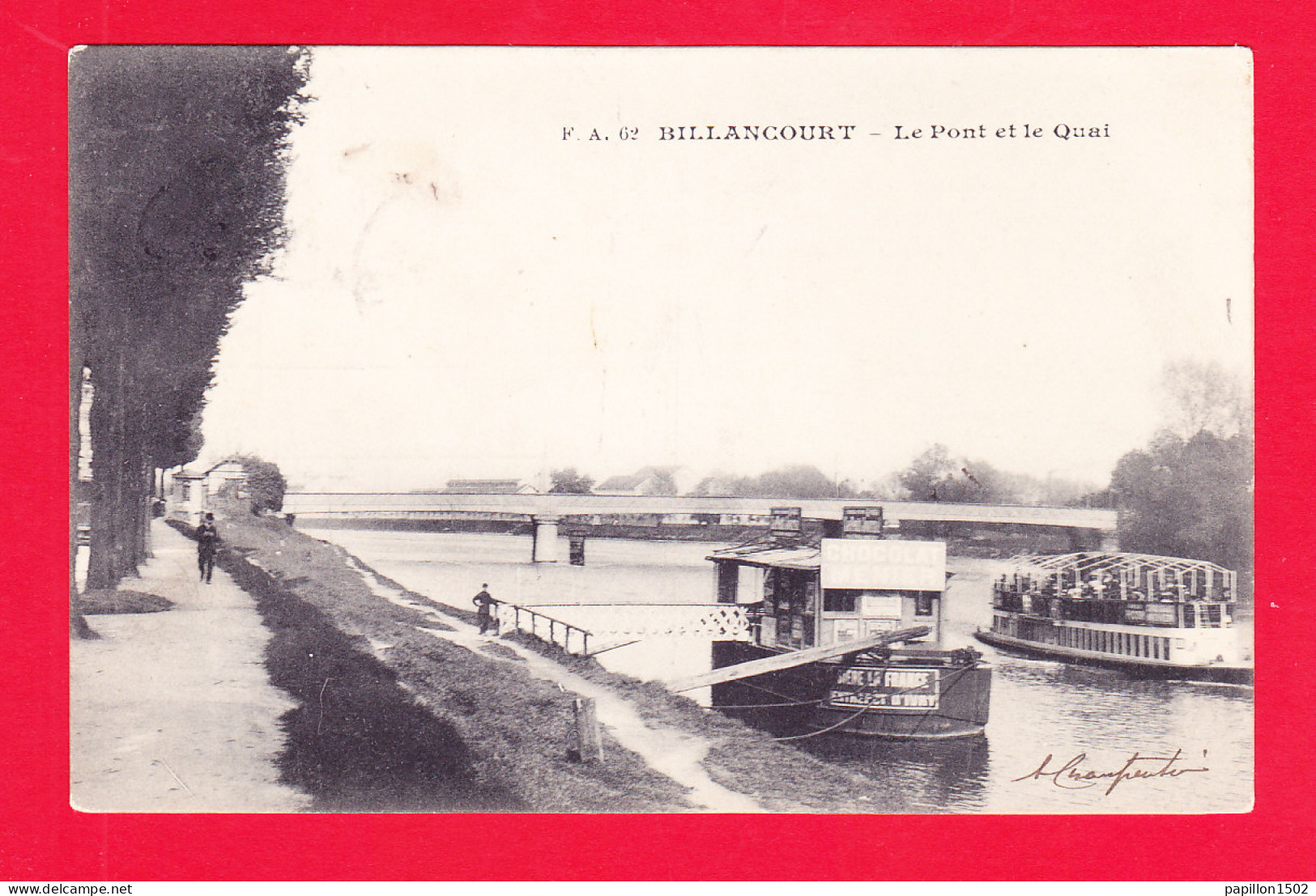 F-92-Billancourt-01P94  Le Pont Et Le Quai, Bâteaux, Cpa BE - Boulogne Billancourt