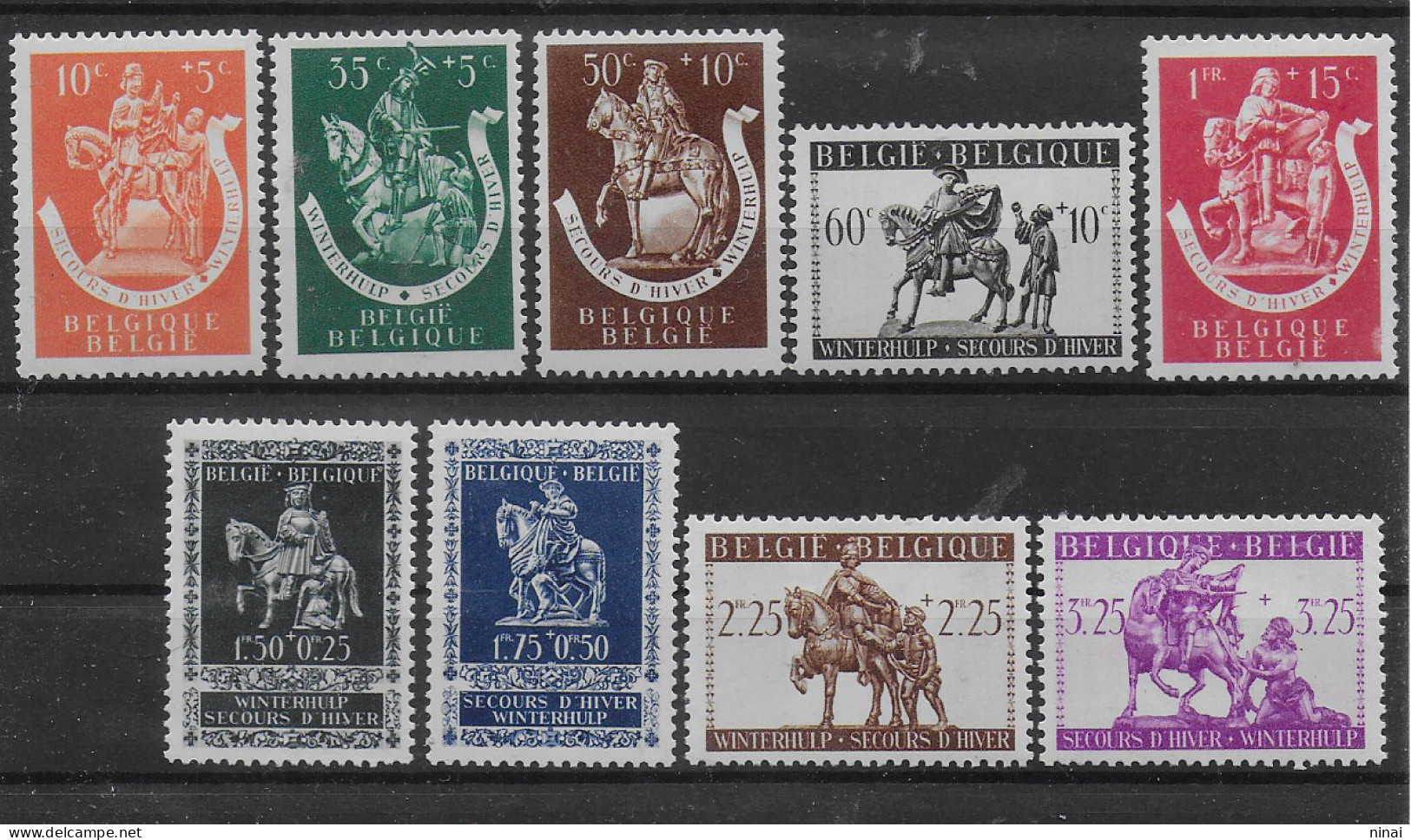 BELGIO 1942/43 SCOTT NR: B332 9 VALORI COMPLETA ** MNH LUSSO C2010 - Ungebraucht