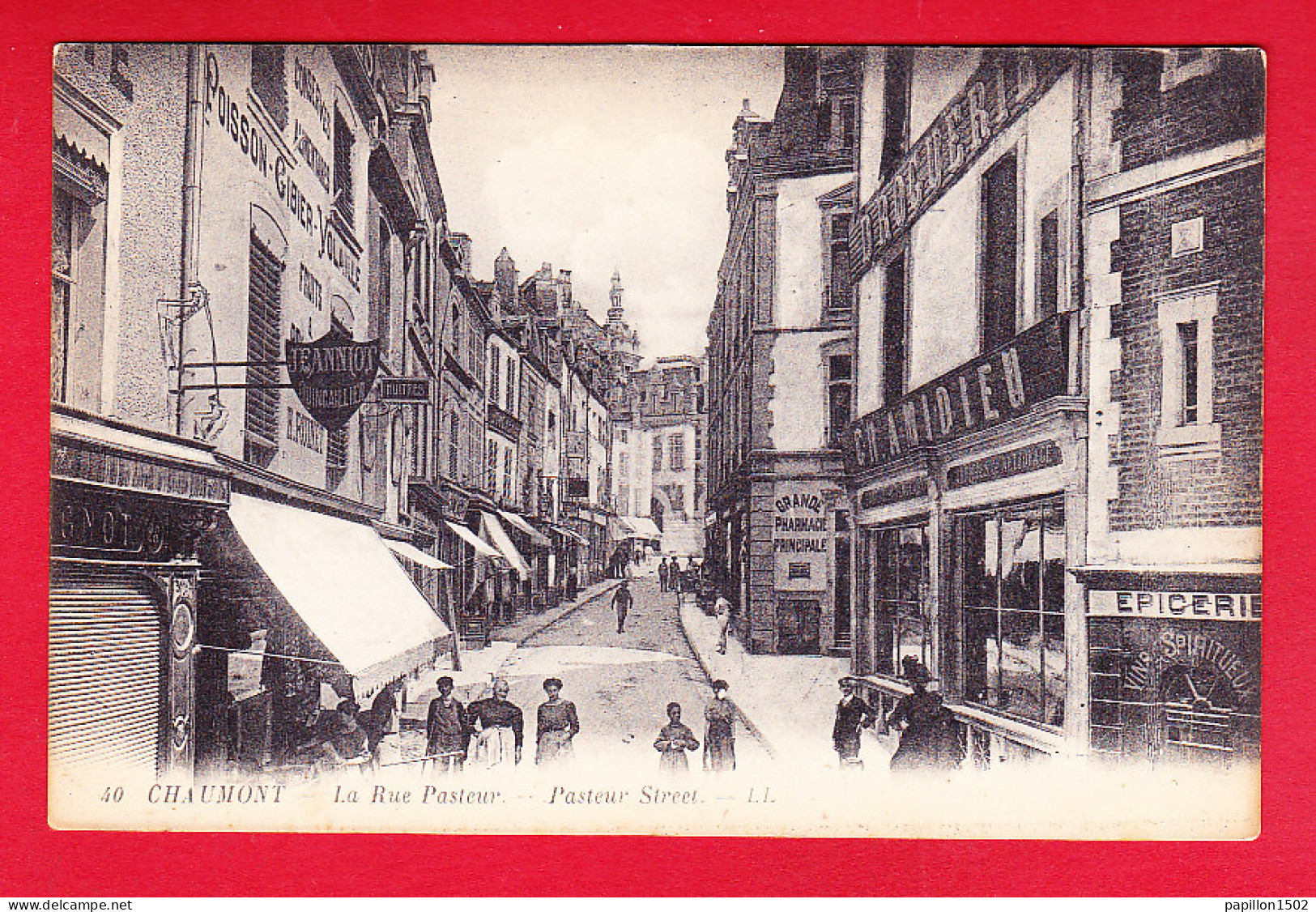 F-52-Chaumont-19P204  La Rue Pasteur, épicerie, Droguerie, Animation, Cpa BE - Chaumont