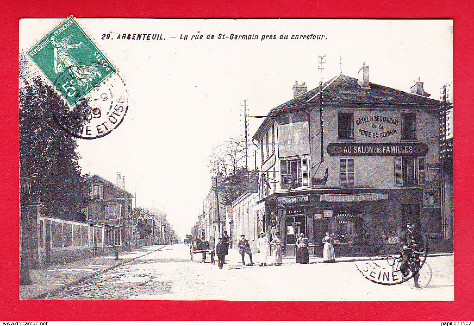 F-95-Argenteuil-07P204  La Rue De St Germain Près Du Carrefour, Hôtel ""au Salon Des Familles"", Animation, Cpa BE - Argenteuil