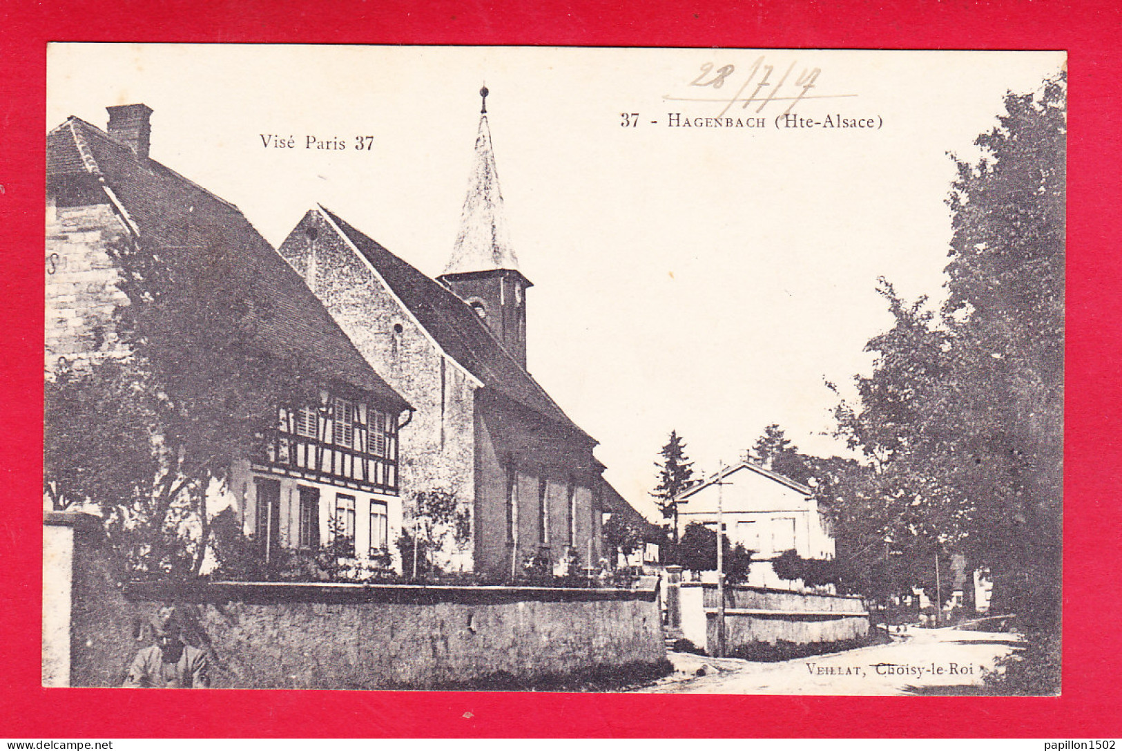 F-68-Hagenbach-01P260  Une Rue De La Ville, L'église, Cpa BE - Autres & Non Classés