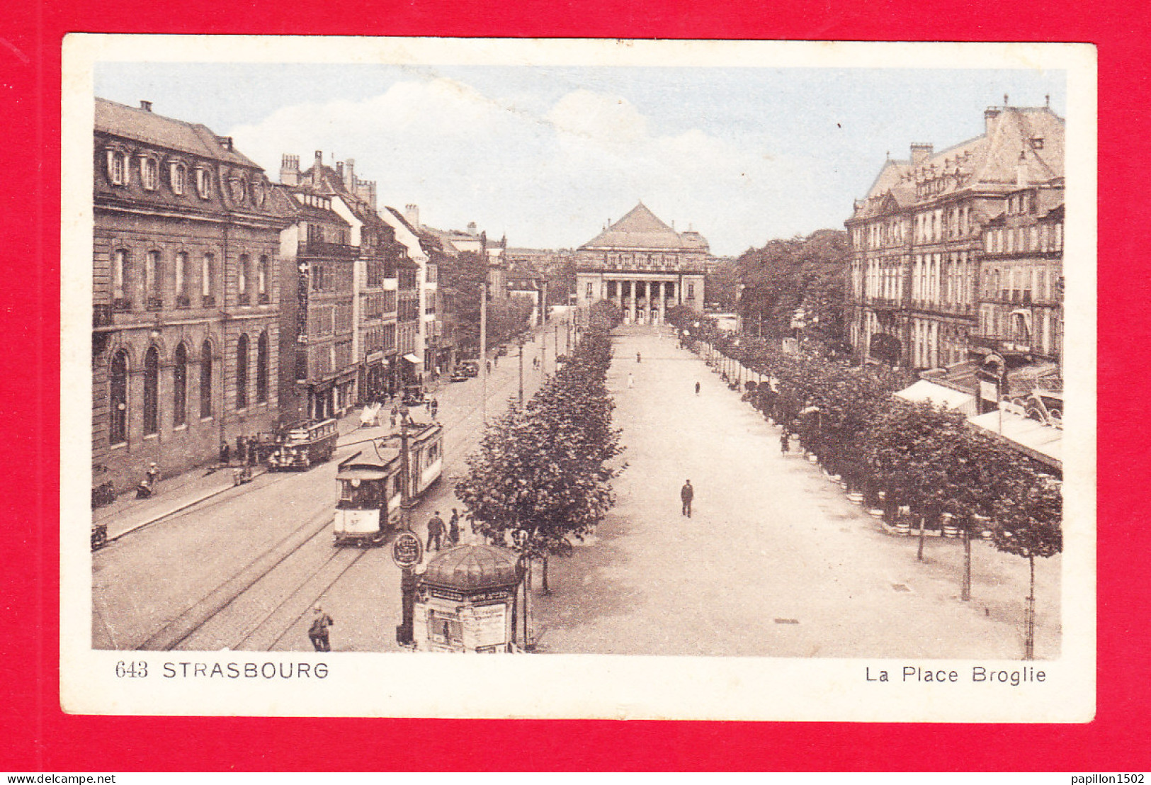 F-67-Strasbourg-74Ph61  La Place Broglie, Tramway, Cpa Colorisée - Strasbourg