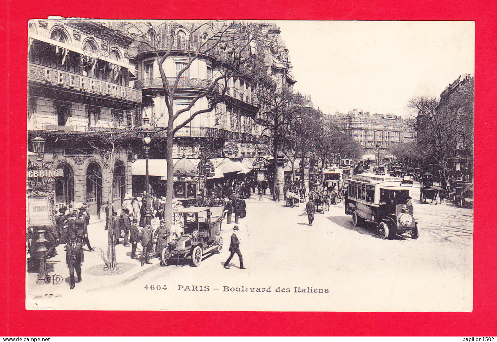 F-75-Paris-982Ph61  Le Boulevard Des Italiens, Vieux Tramway, Vieille Voiture, Animation, Cpa BE - District 09