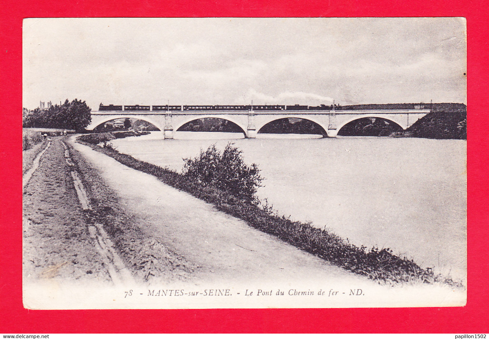 F-78-Mantes Sur Seine-14Ph61 Le Pont Du Chemin De Fer, Train Sur Le Pont, Cpa  - Other & Unclassified