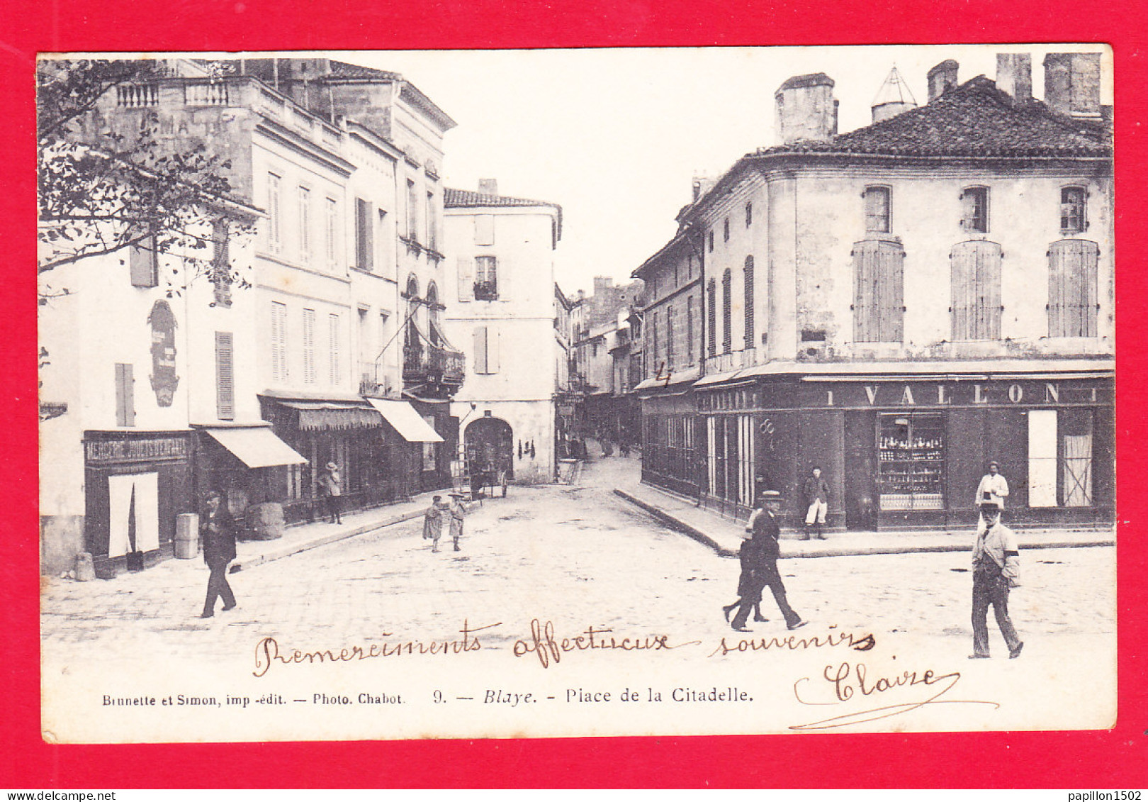 F-33-Blaye-37Ph124  La Place De La Citadelle, Commerces, Animation, Cpa Précurseur  - Blaye