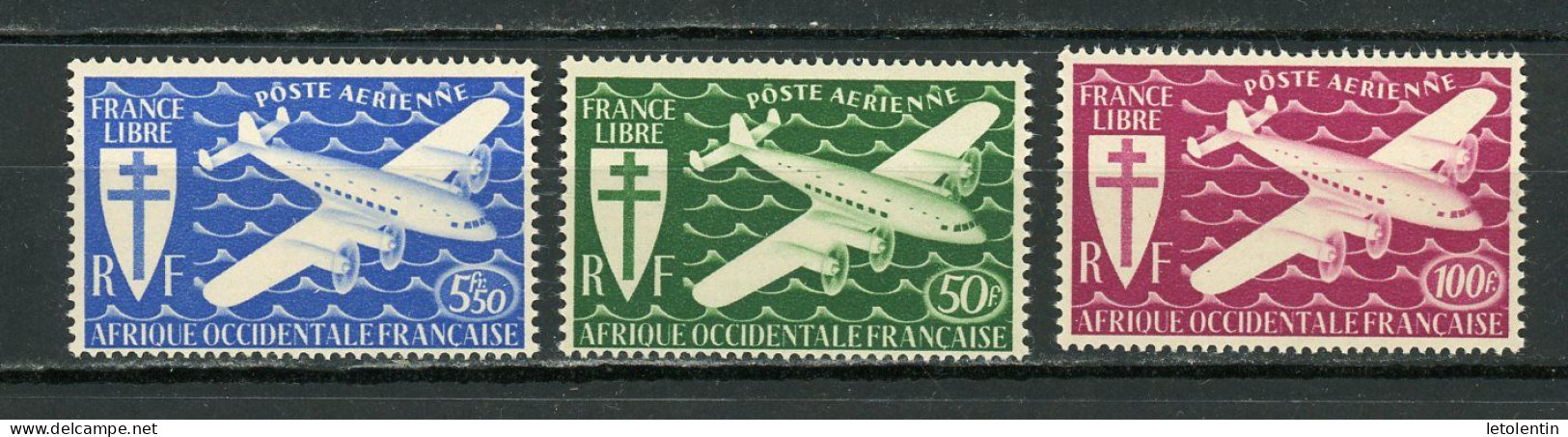 AOF (RF) - POSTE AÉRIENNE -  N° Yt 1+2+3 ** - Nuovi