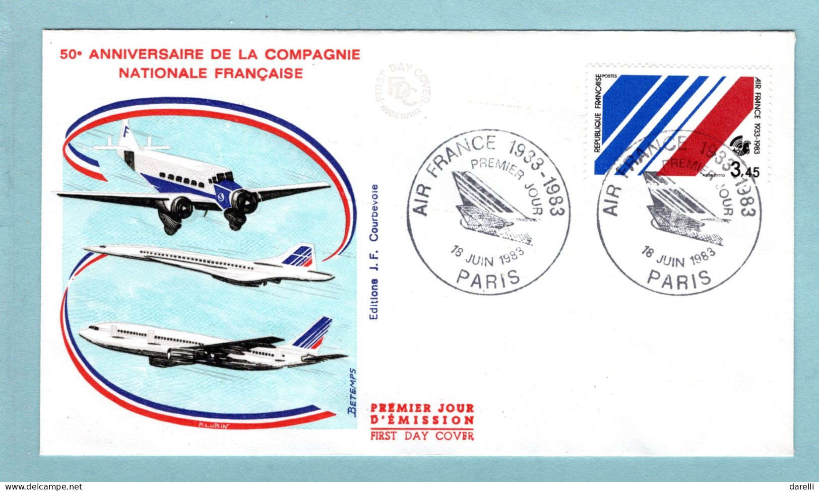 FDC France 1983 - Air France 1933 - 1983 - YT 2278 - Paris - 1980-1989