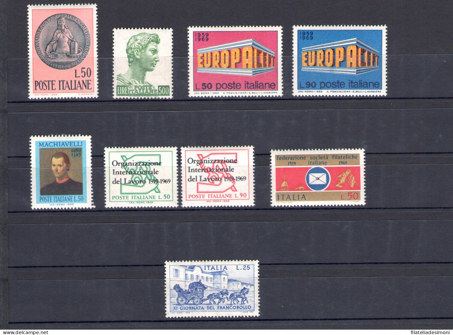 1969 Italia Repubblica, Francobolli Nuovi, Annata Completa 9 Valori - MNH** - Annate Complete