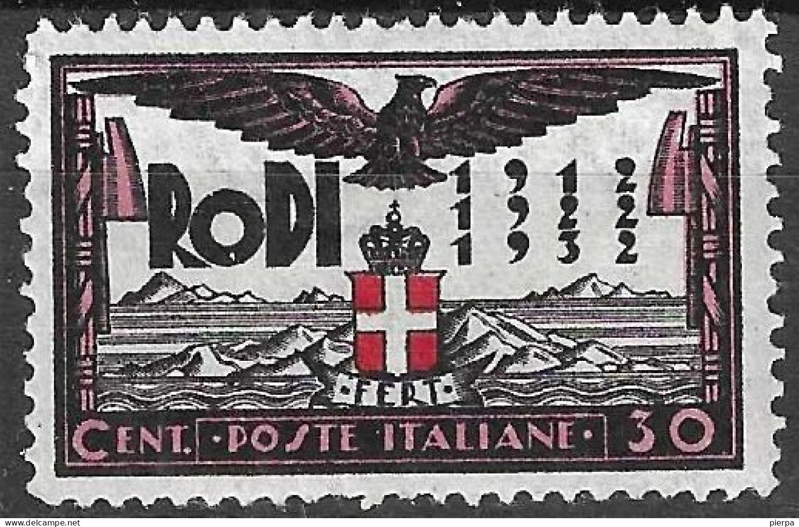 RODI - 1932 - 20* OCCUPAZIONE ITALIANA - CENT. 30 - NUOVO MNH**  (YVERT 43 - MICHEL 127 - SS 69) - Egeo (Rodi)