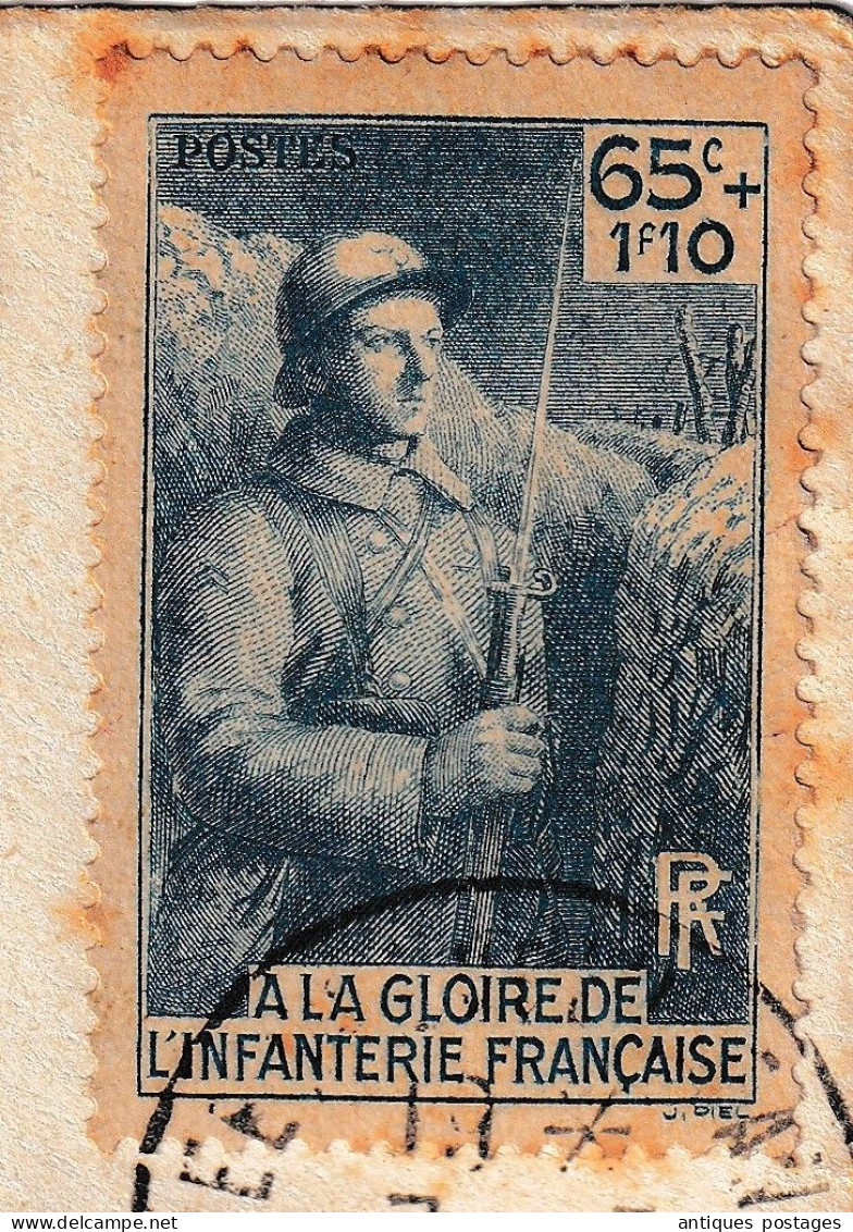Lettre 7 mai 1939 A la Gloire de l'Infanterie Française Cachet Journée Nationale de l'Infanterie