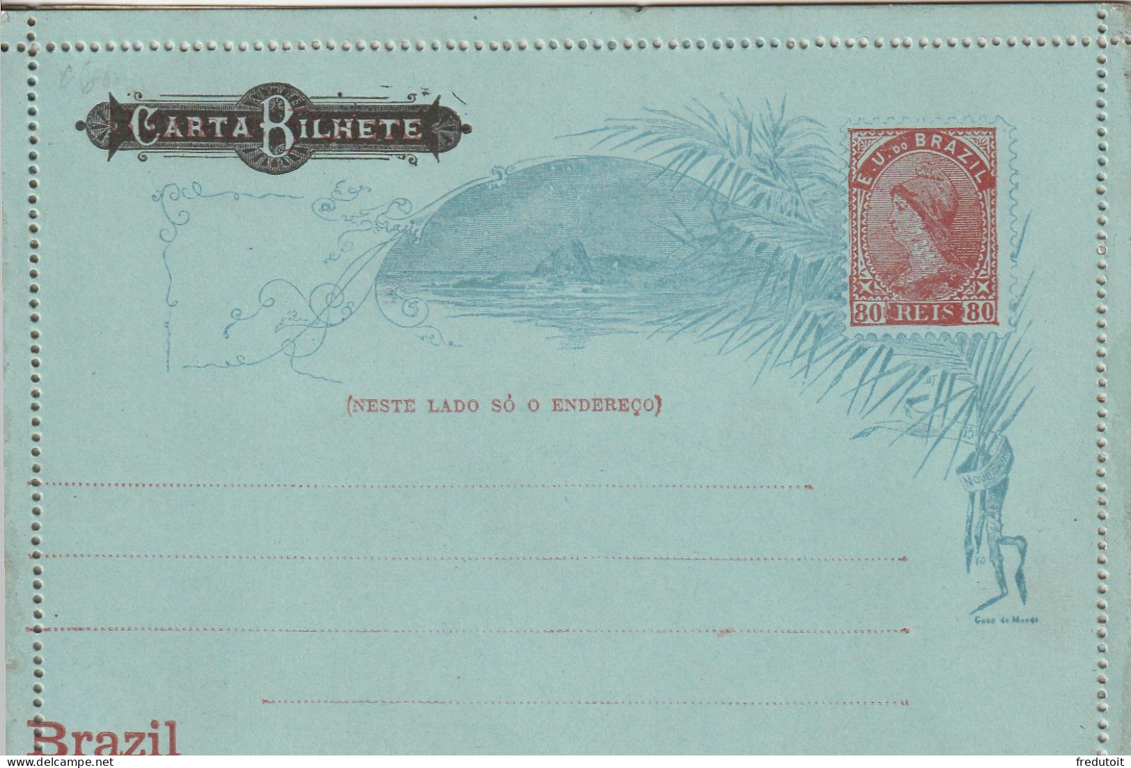 BRESIL - Entiers Postaux - 80 Reis - Interi Postali