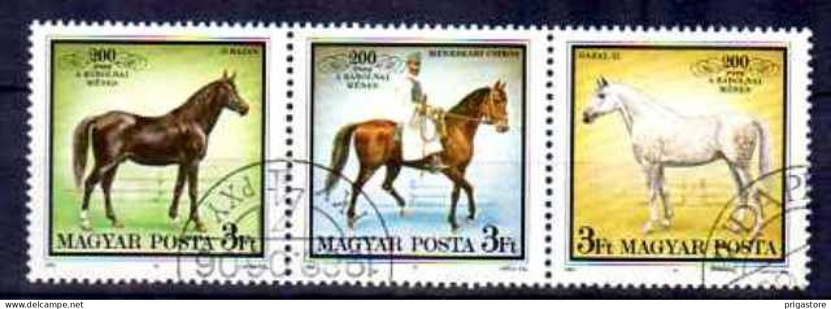 Chevaux Hongrie 1989 (27) Yvert N° 3205 à 3207 Oblitéré Used - Used Stamps