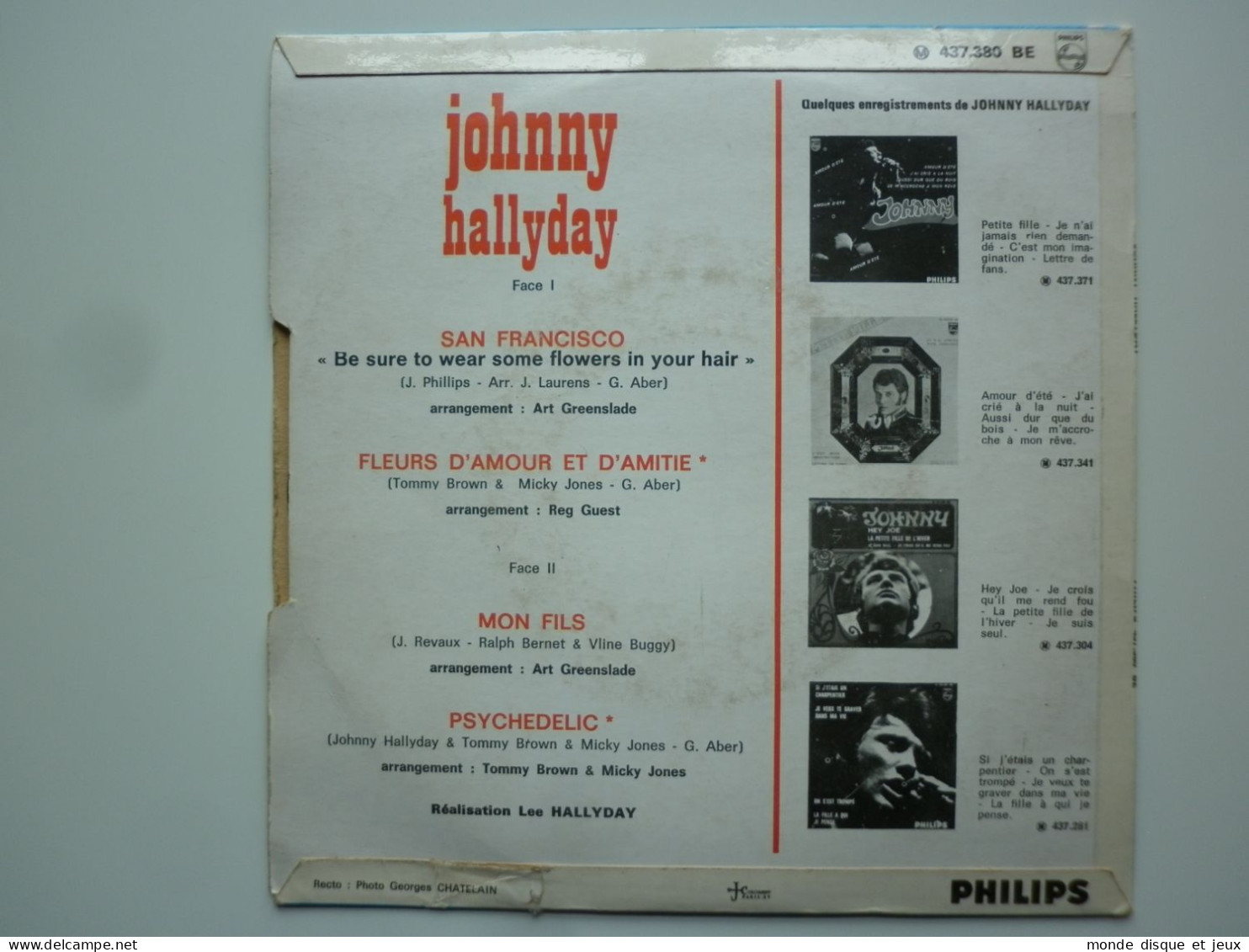 Johnny Hallyday 45Tours EP Vinyle San Francisco / Mon Fils J Colombet Paris XV - 45 Rpm - Maxi-Singles