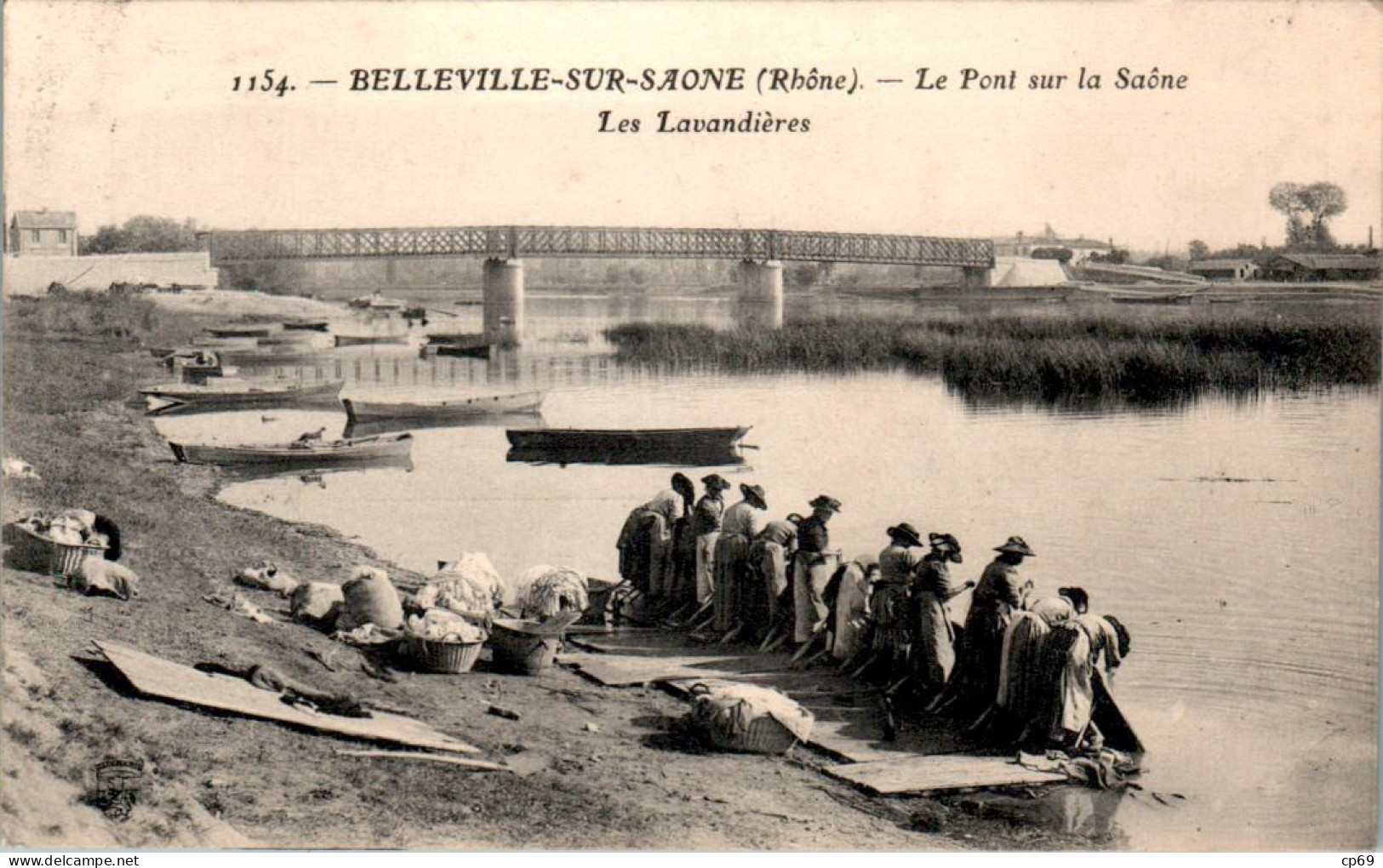 Belleville-sur-Saône Pont Sur La Saône Lavandières Lavandière Laveuse Washerwoman Lavandaia Rhône 69220 N°1154 B.Etat - Belleville Sur Saone