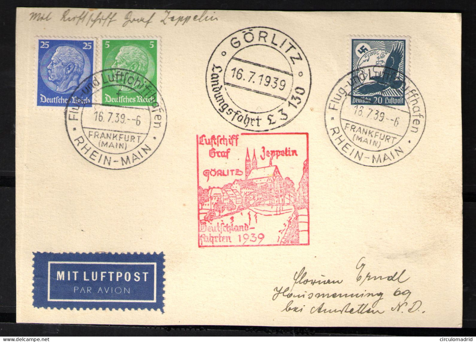 Alemania Imperio  Nº 486, 493 Y Aéreo Nº 46. Año 1939 - Lettres & Documents