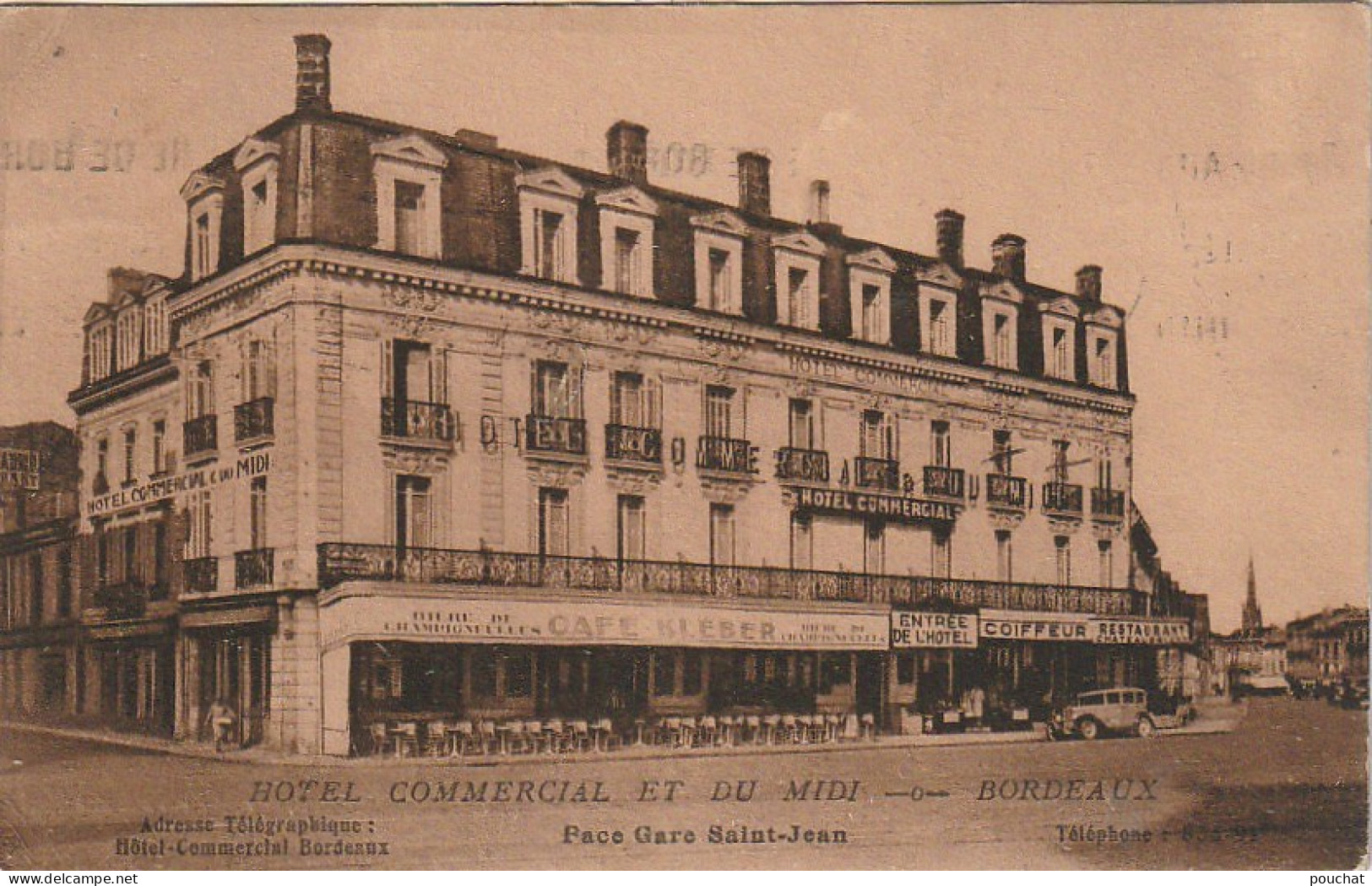 NE 8-(33) HOTEL COMMERCIAL ET DU MIDI , BORDEAUX - PLACE GARE SAINT JEAN - FACADE  ET TERRASSE - 2 SCANS - Bordeaux