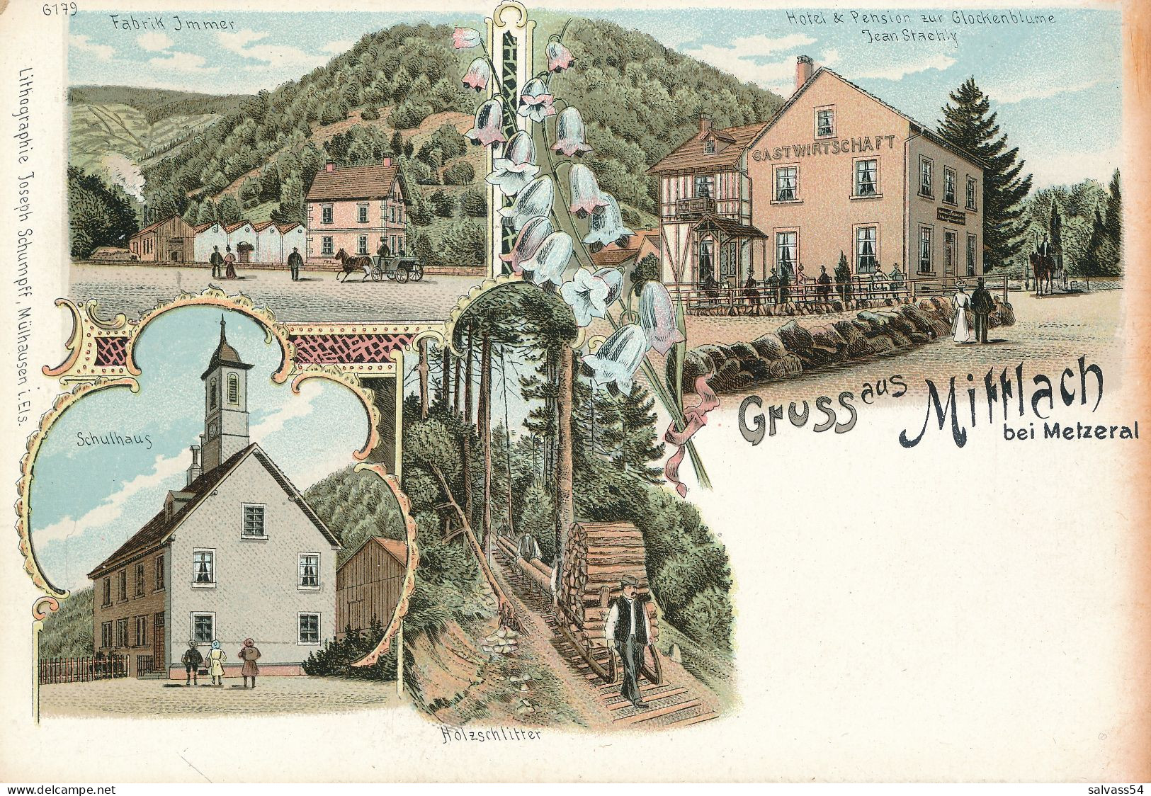 68) GRUSS AUS MITTLACH Bei Metzeral - HOTEL GLOCKENBLUME - SCHLITTEUR (carte Illustrée) - Autres & Non Classés