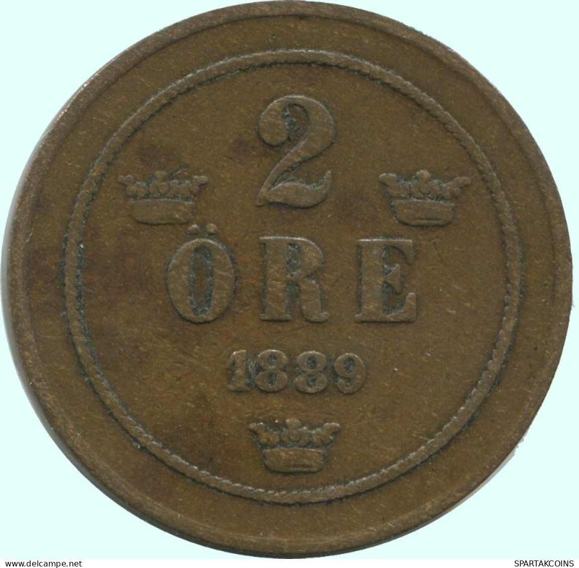 2 ORE 1889 SWEDEN Coin #AC930.2.U.A - Sweden