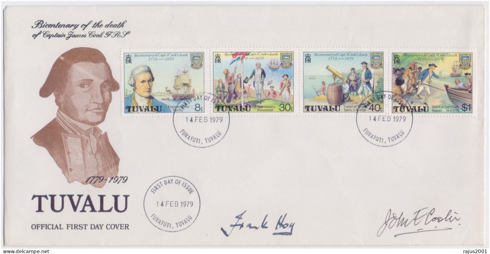 Captain James Cook, Captain's Resolution Ship, Explorer, Navigator, Cartographer, Map, Telescope, Autograph Signed FDC - Exploradores