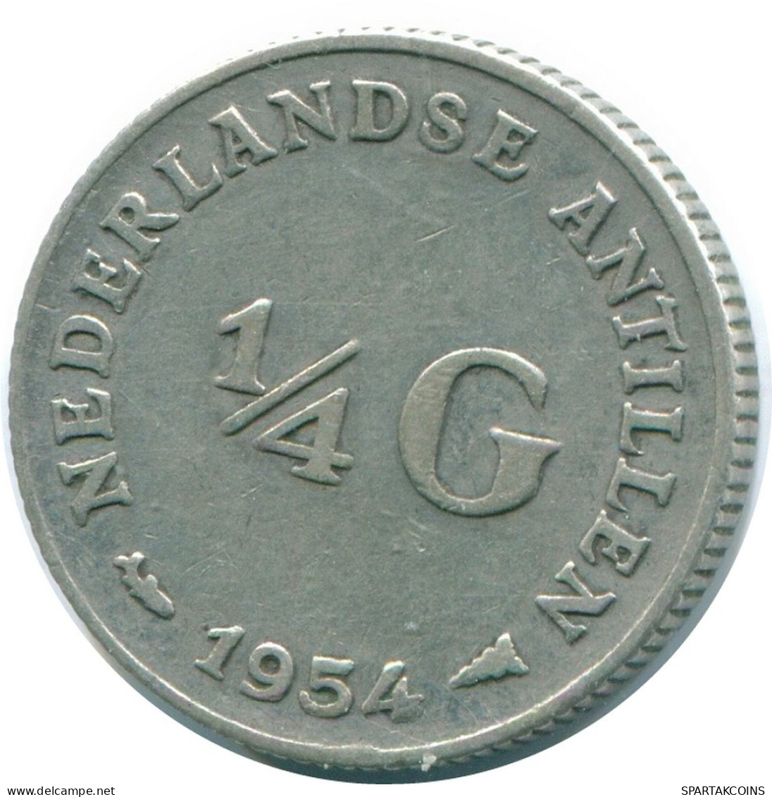 1/4 GULDEN 1954 NETHERLANDS ANTILLES SILVER Colonial Coin #NL10868.4.U.A - Antilles Néerlandaises